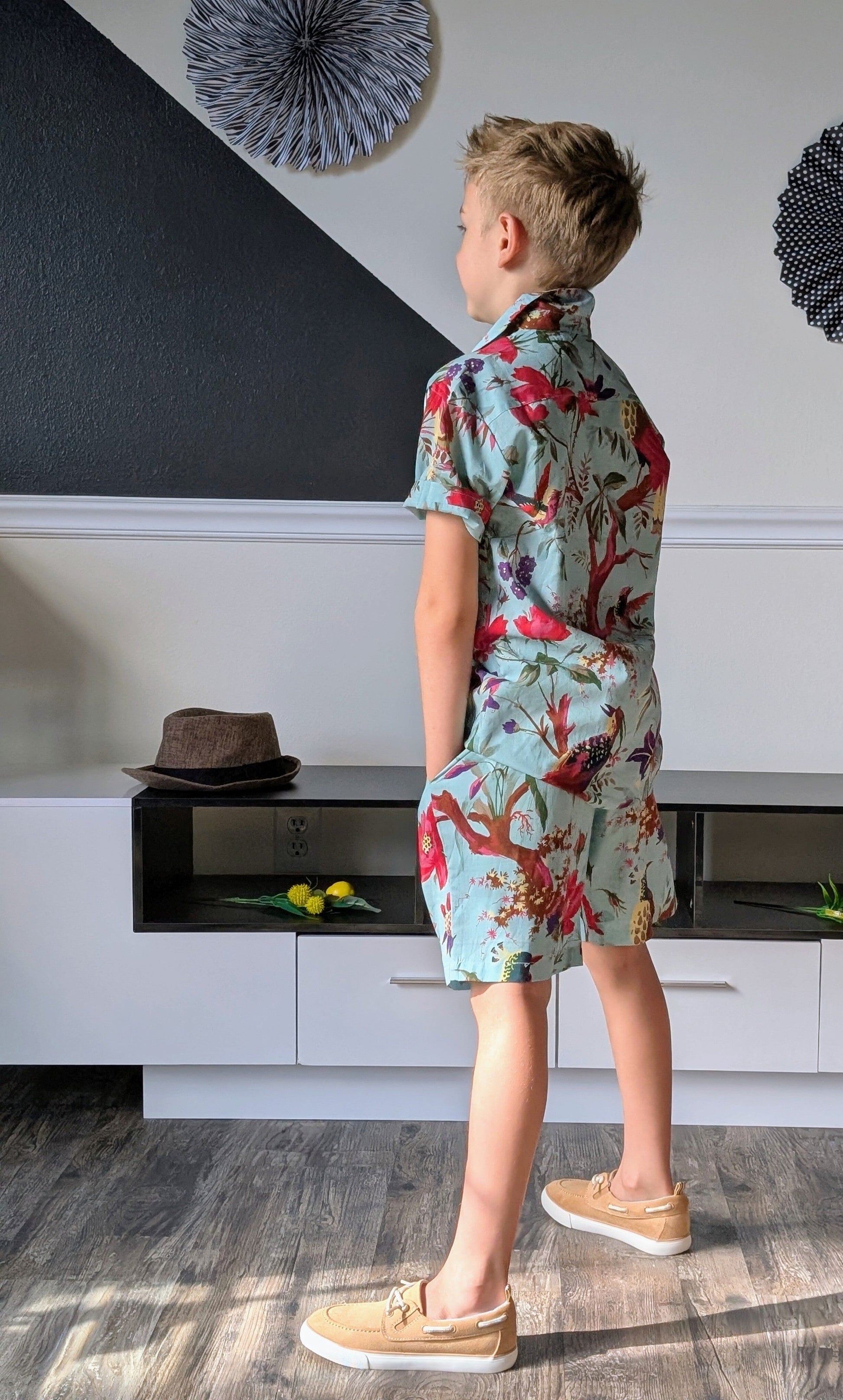 Unisex Kids' Turquoise Bird Print Shirt & Shorts Set shirt & shorts Yo Baby India