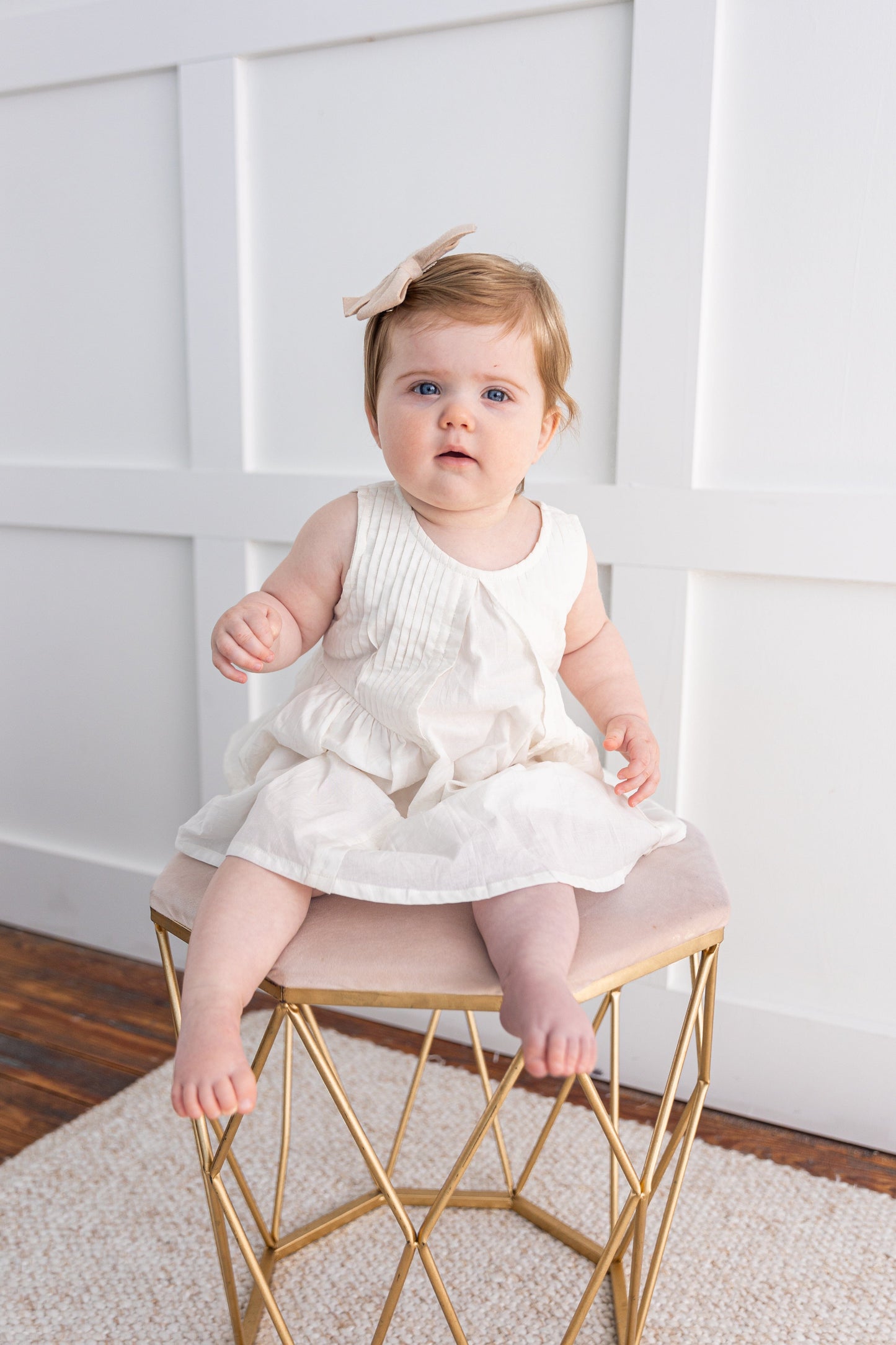 White Pintuck Gathered Dress DRESS Yo Baby India