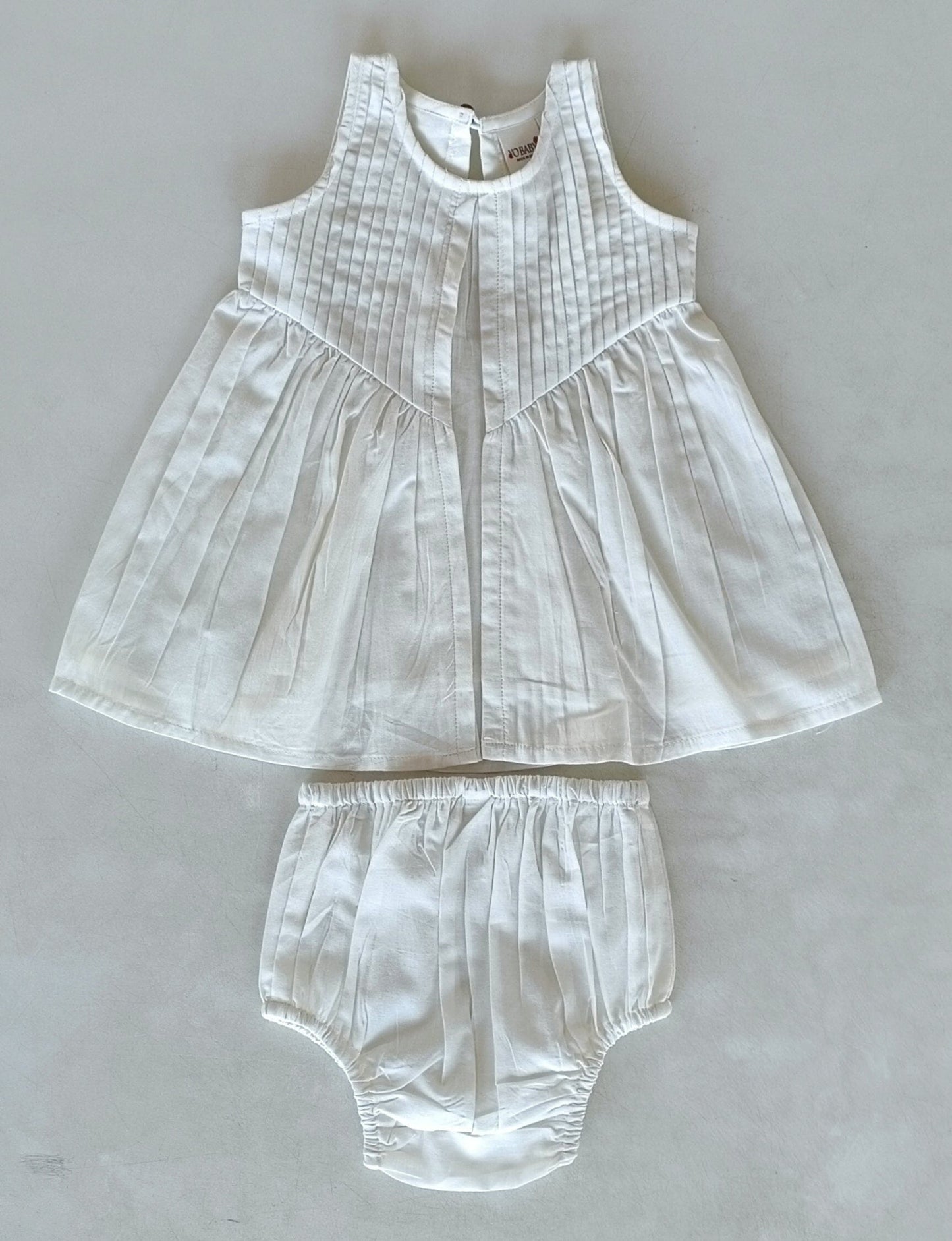 White Pintuck Gathered Dress DRESS Yo Baby India