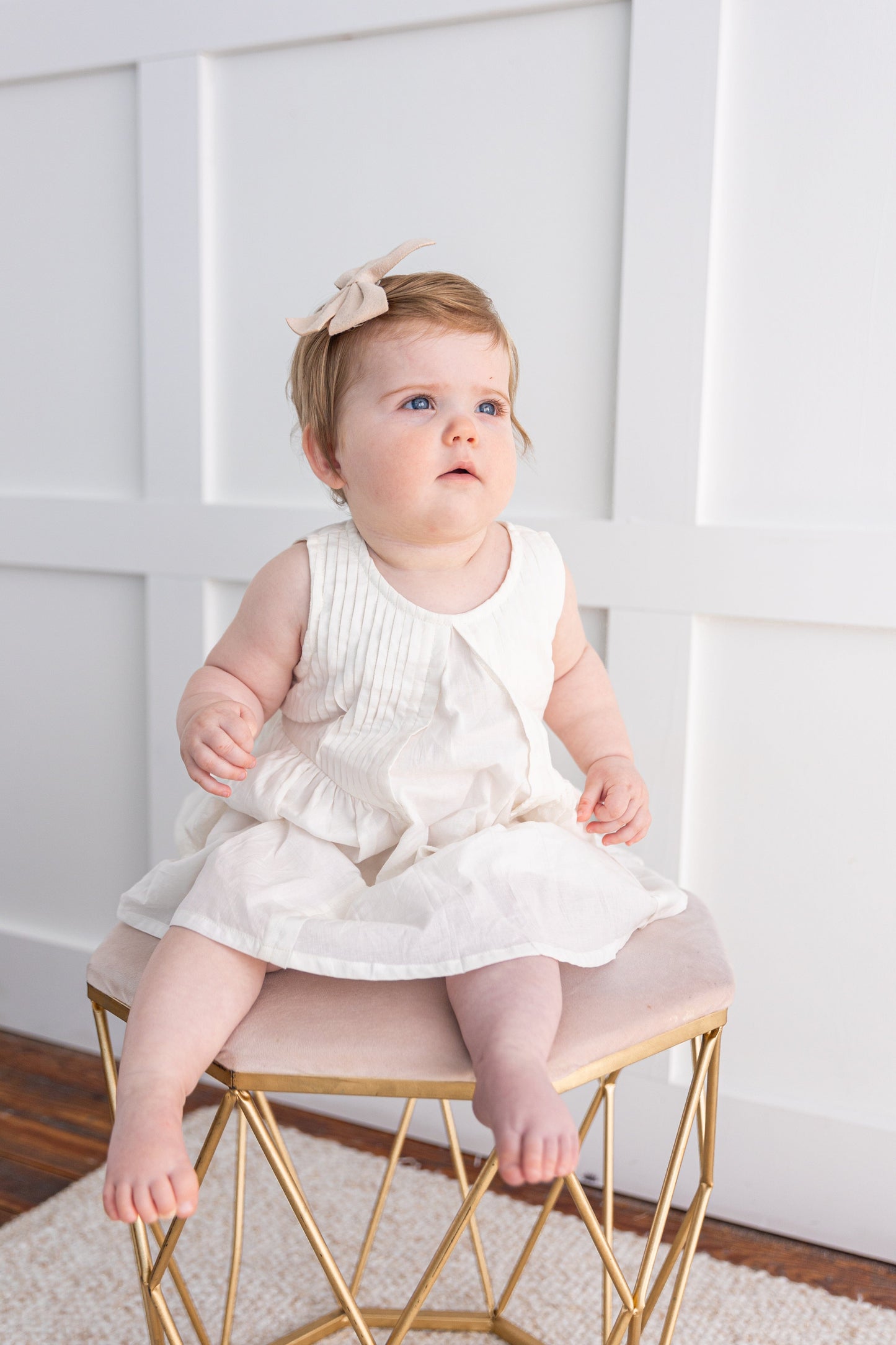 White Pintuck Gathered Dress DRESS Yo Baby India