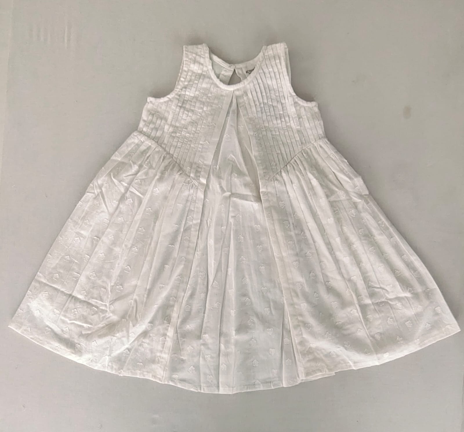 White Solid Color Heart Dobby Pintuck Gathered Dress dress & diaper cover Yo Baby India