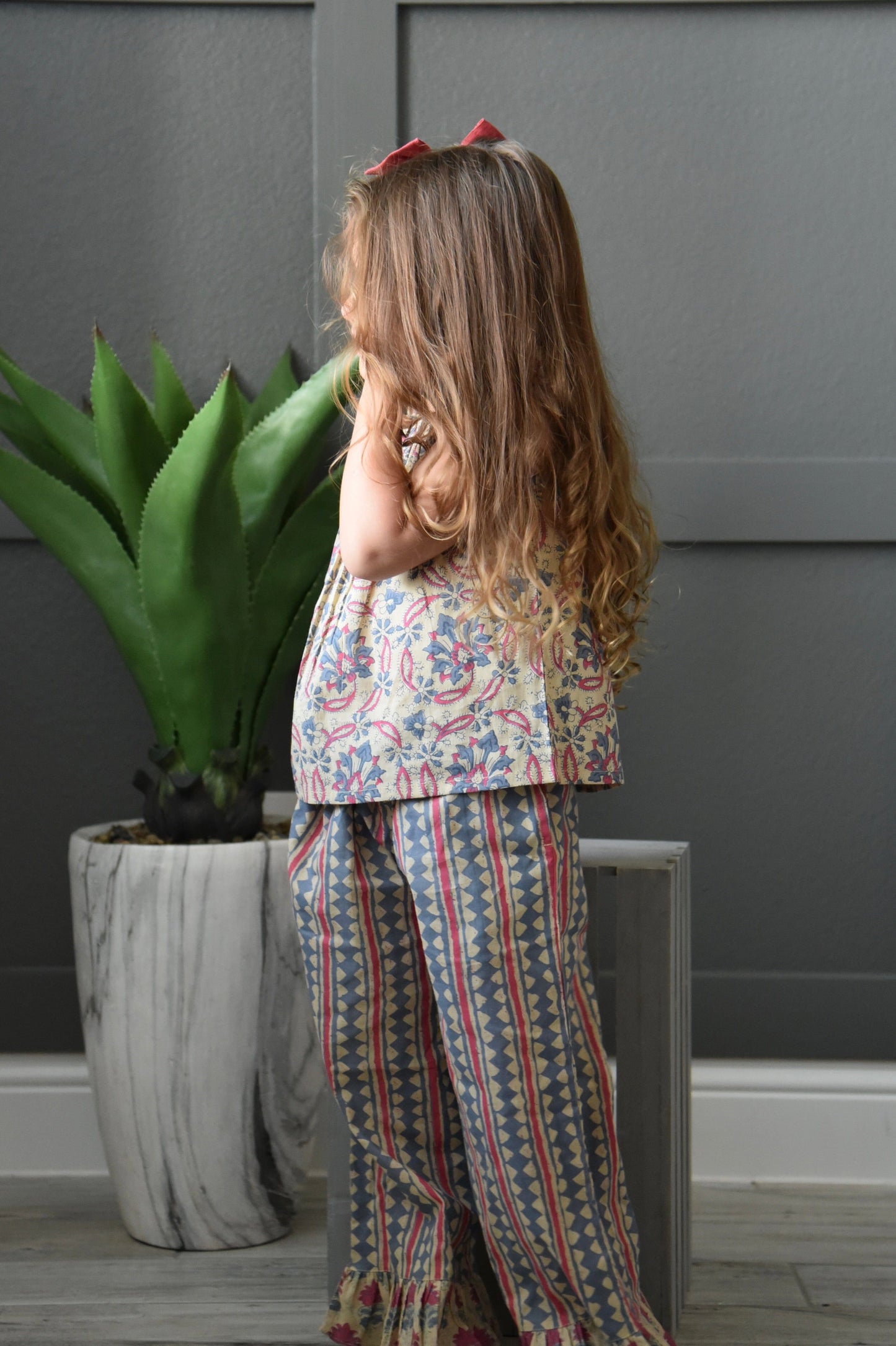 Abstract Pants & Floral Tie-Top 2 pc. Set Dress Yo Baby Wholesale