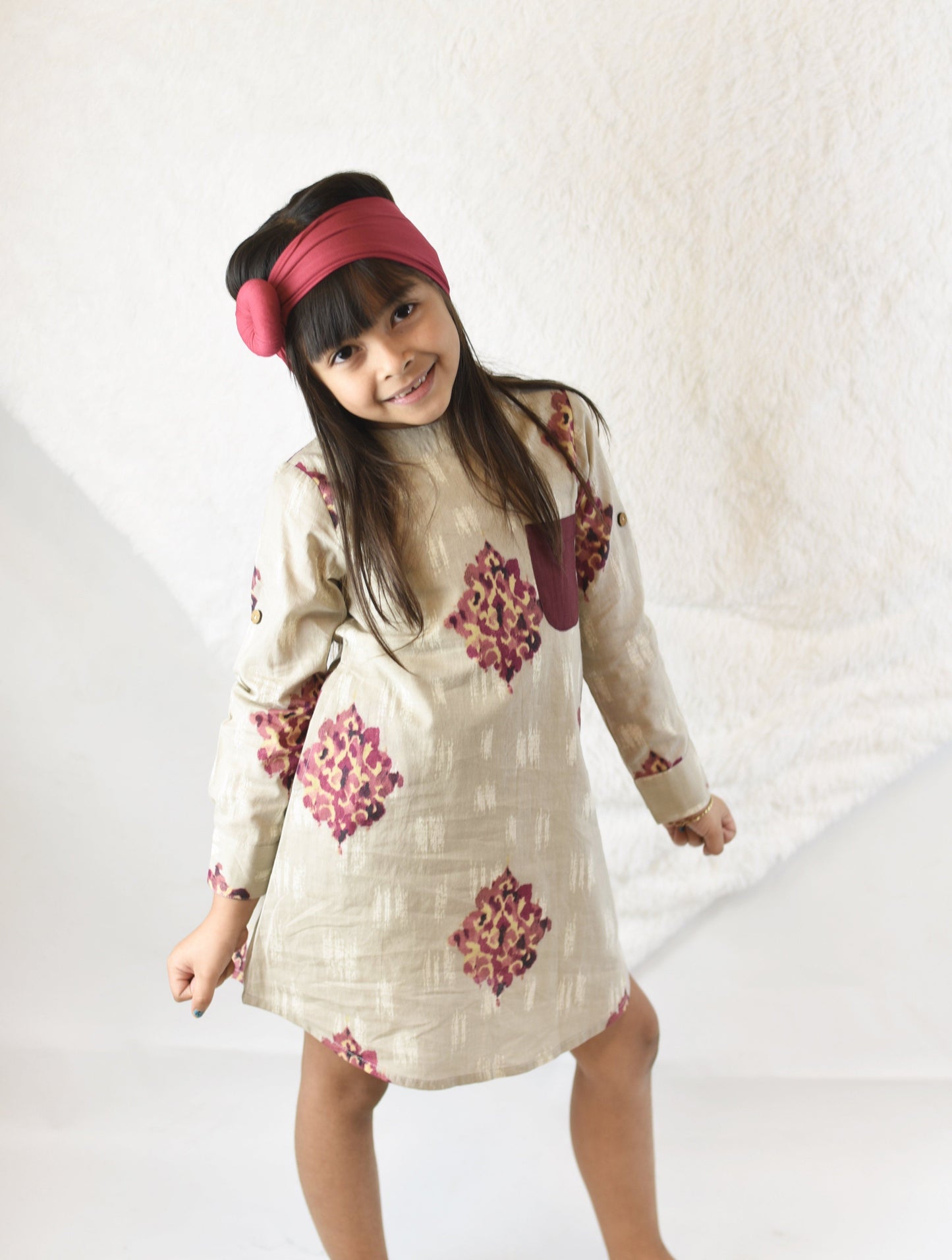 Abstract Print A-Line Dress With patch Pocket Detail 2-pc. set Yo Baby Wholesale