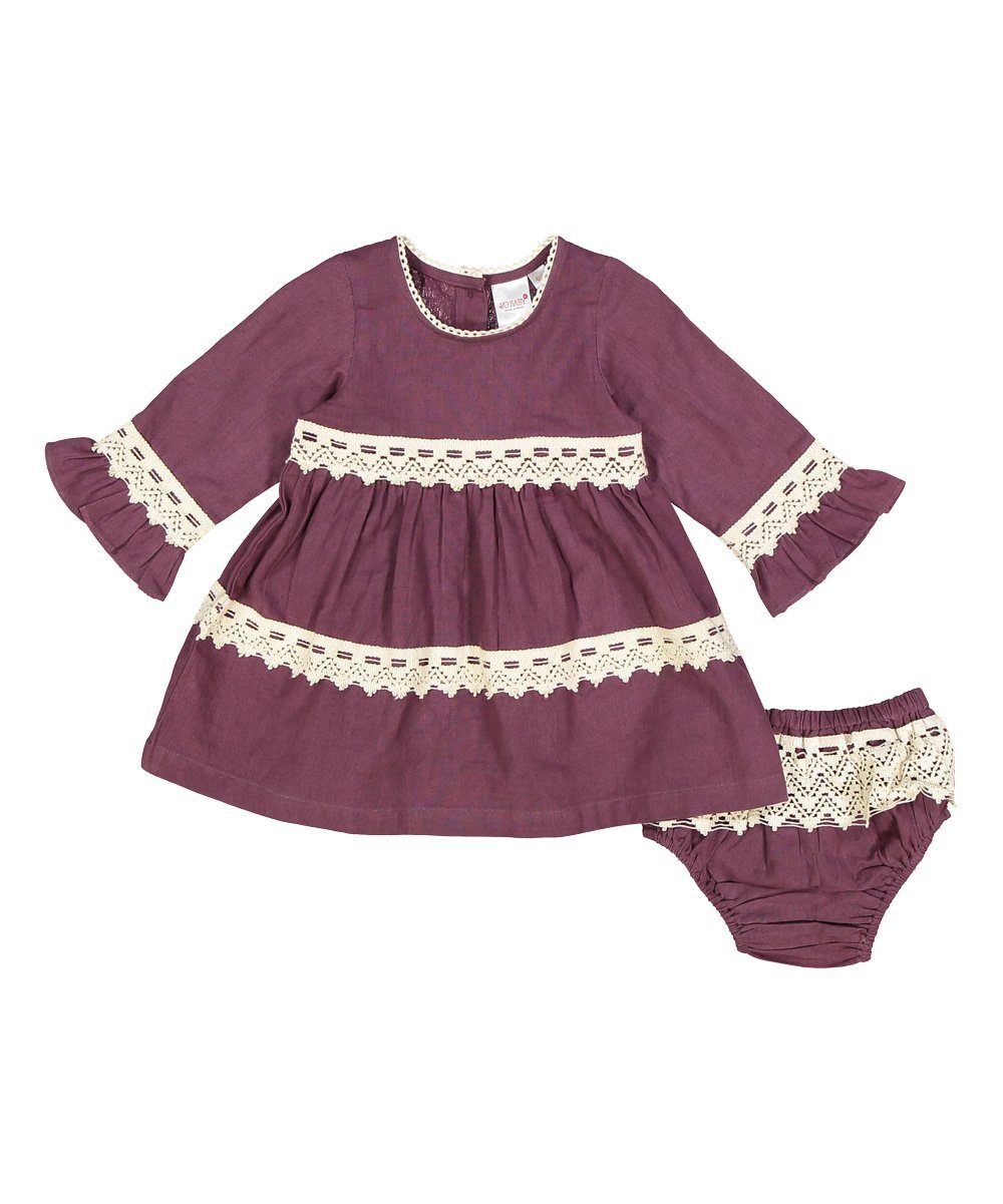 Aubergine Lace Detail Infant Dress Dress Yo Baby Wholesale
