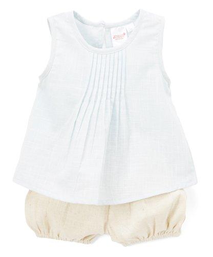 Baby Blue Pin-tuck Detail Top and Natural Shorts 2pc. set Dress Yo Baby Wholesale