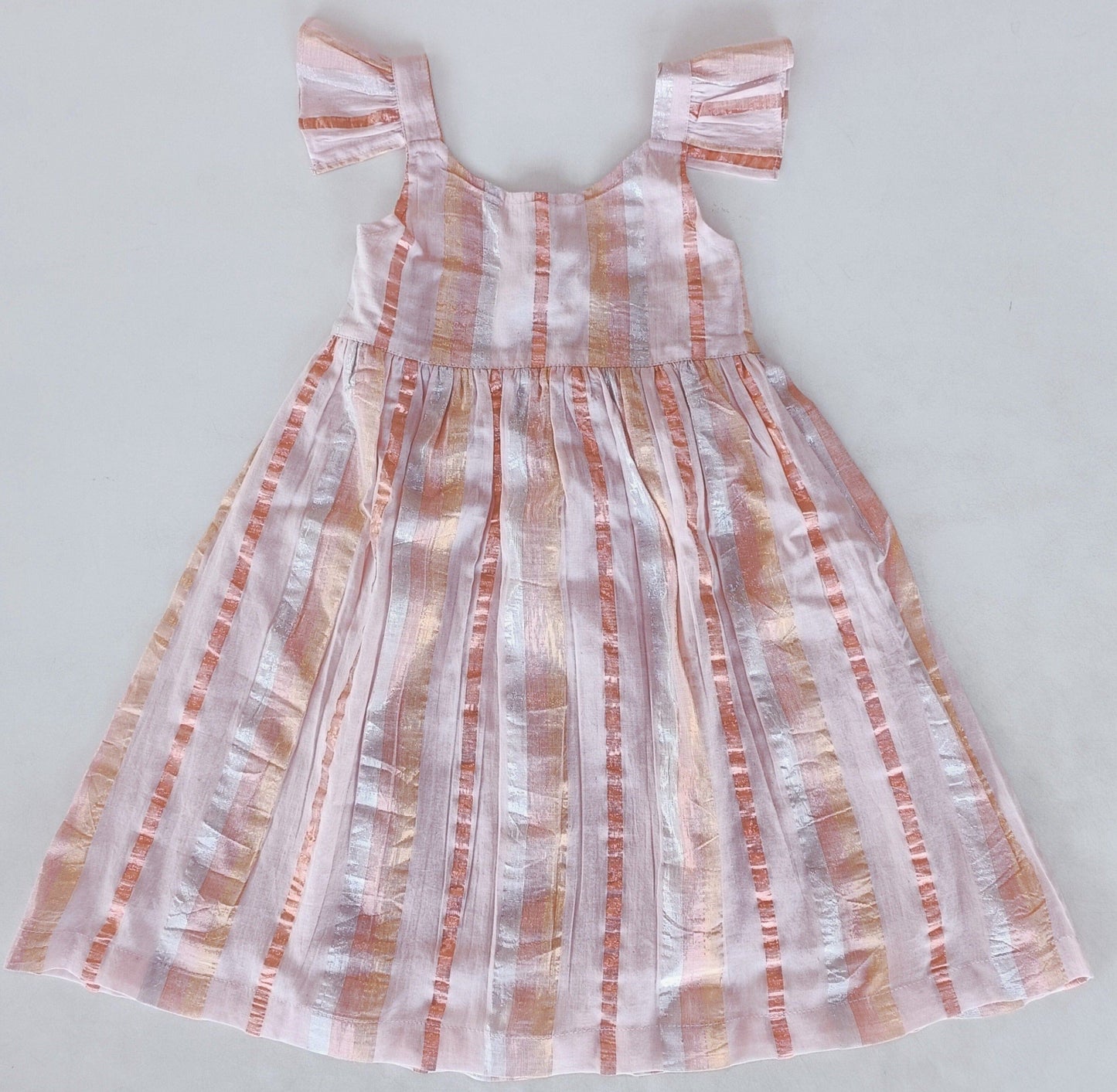 Baby Pink Lurex Solid Color Frill Dress Dress Yo Baby India