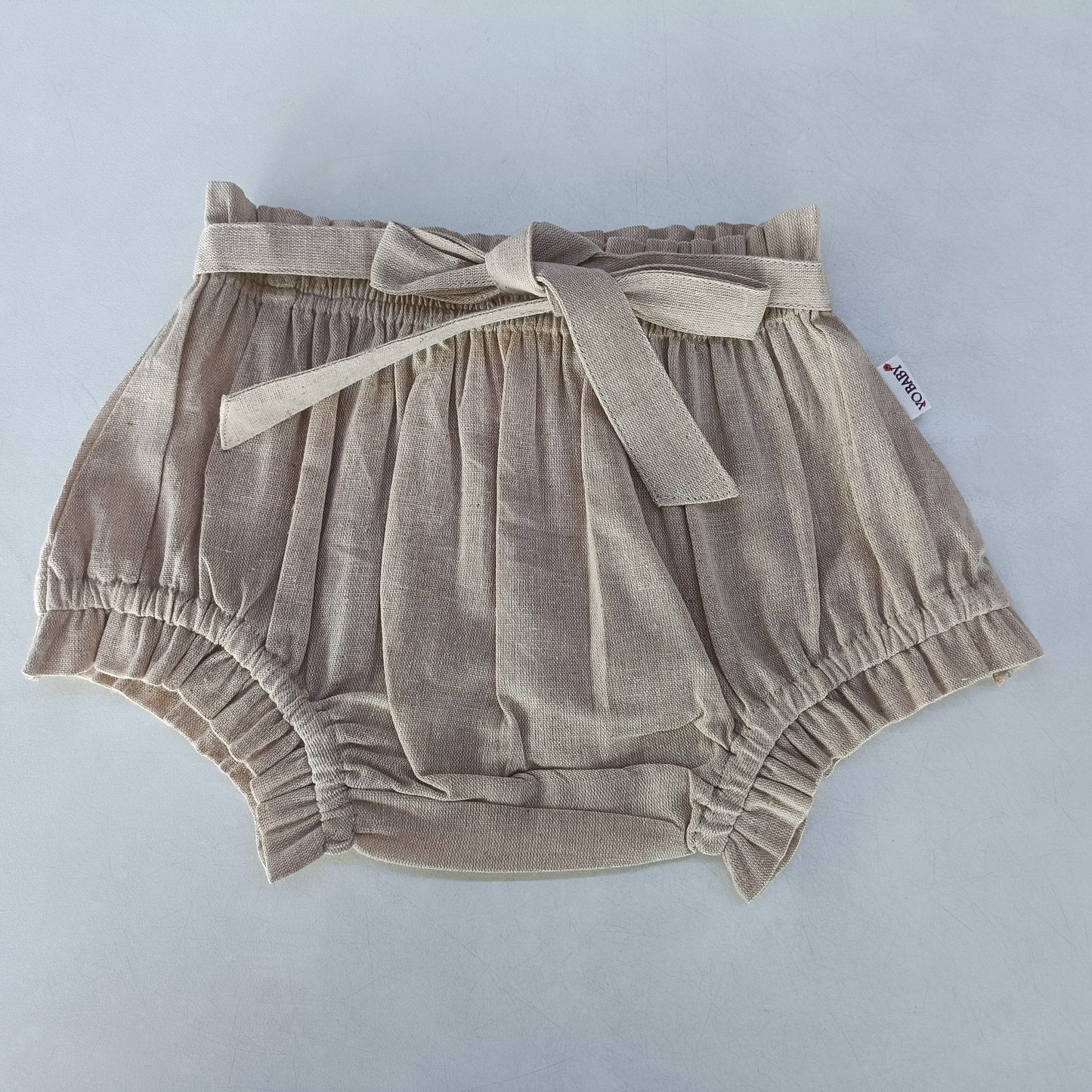 Beige Chambray Shorts-Style Diaper Cover With Belt Yo Baby India
