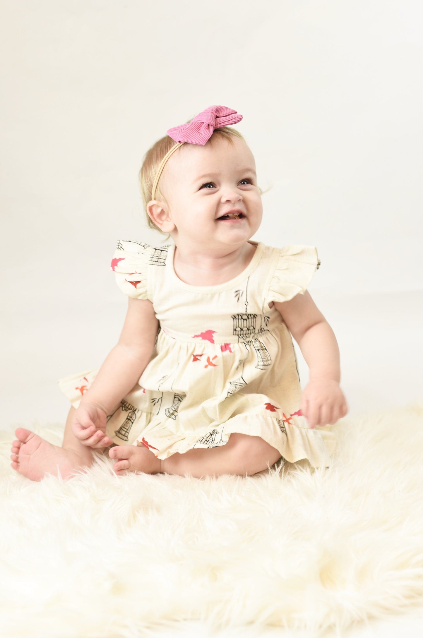 Birdcage Ruffle Sleeve Dress & Diaper Cover Dress Yo Baby Wholesale