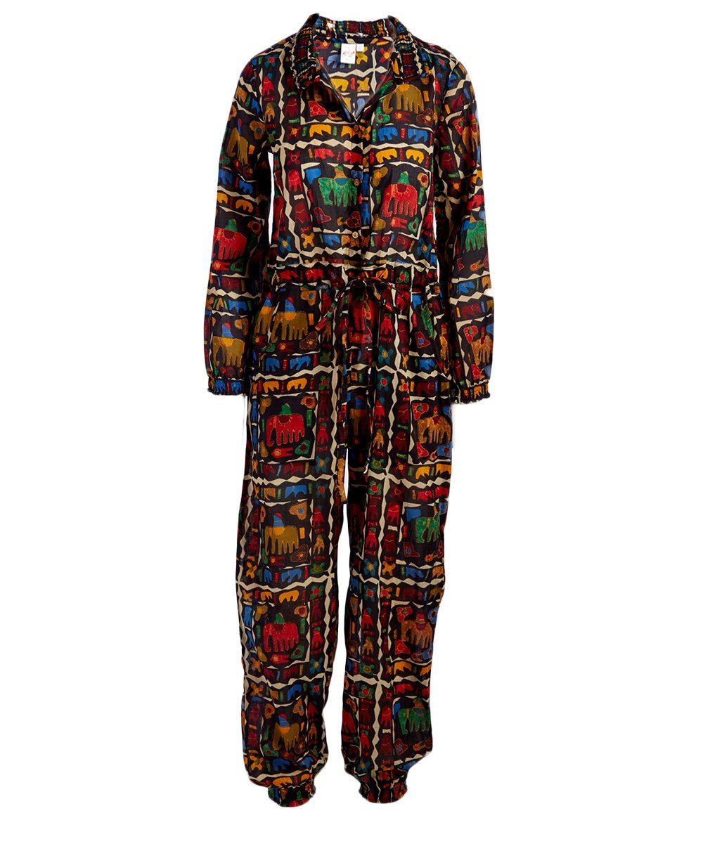 Black Abstract Animals Print Jumpsuit Dress Yo Baby Wholesale