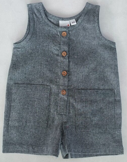 Black Chambray Boys Romper Yo Baby India