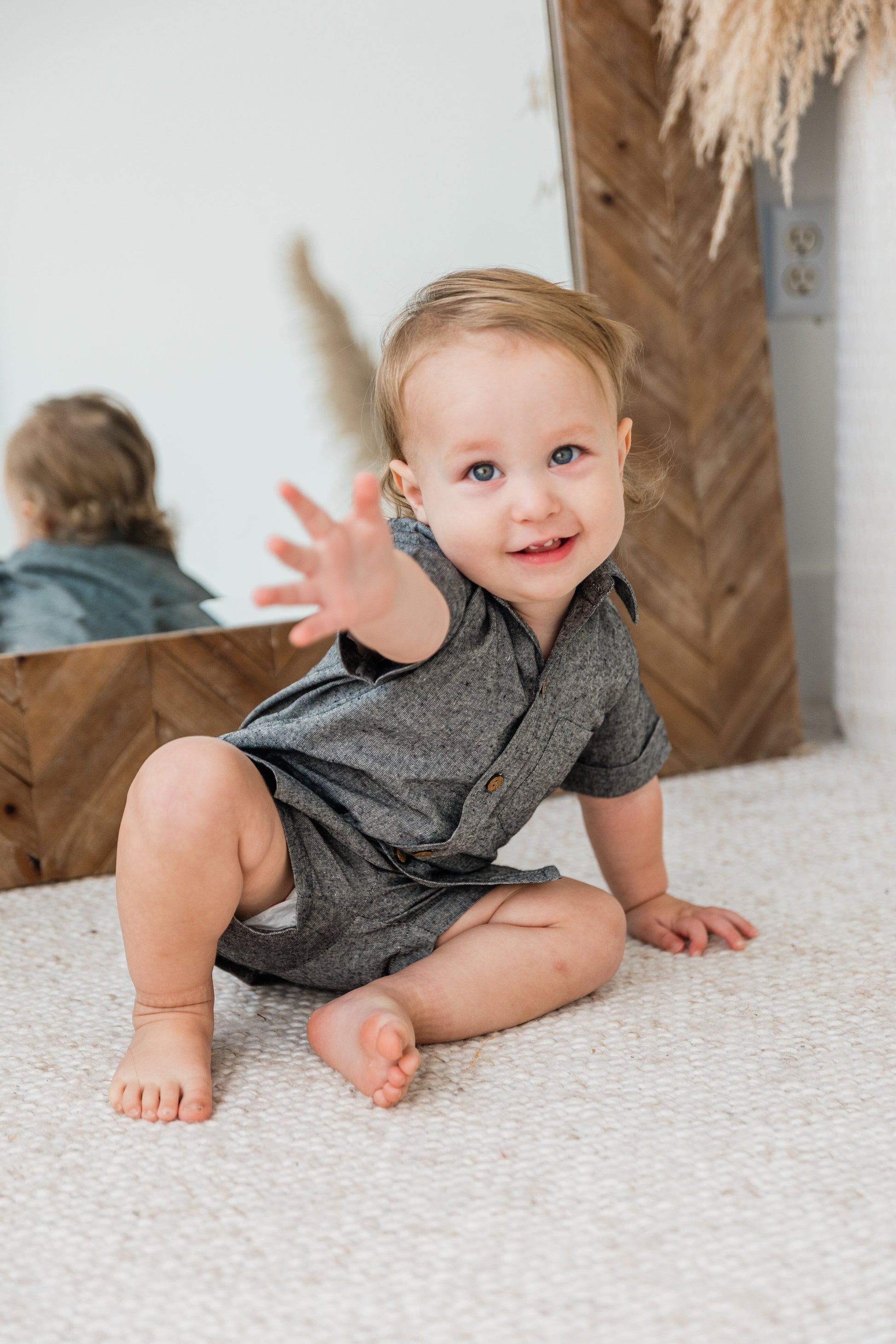 Black Chambray Boys Shirt & Shorts set Shirt-Shorts Yo Baby India