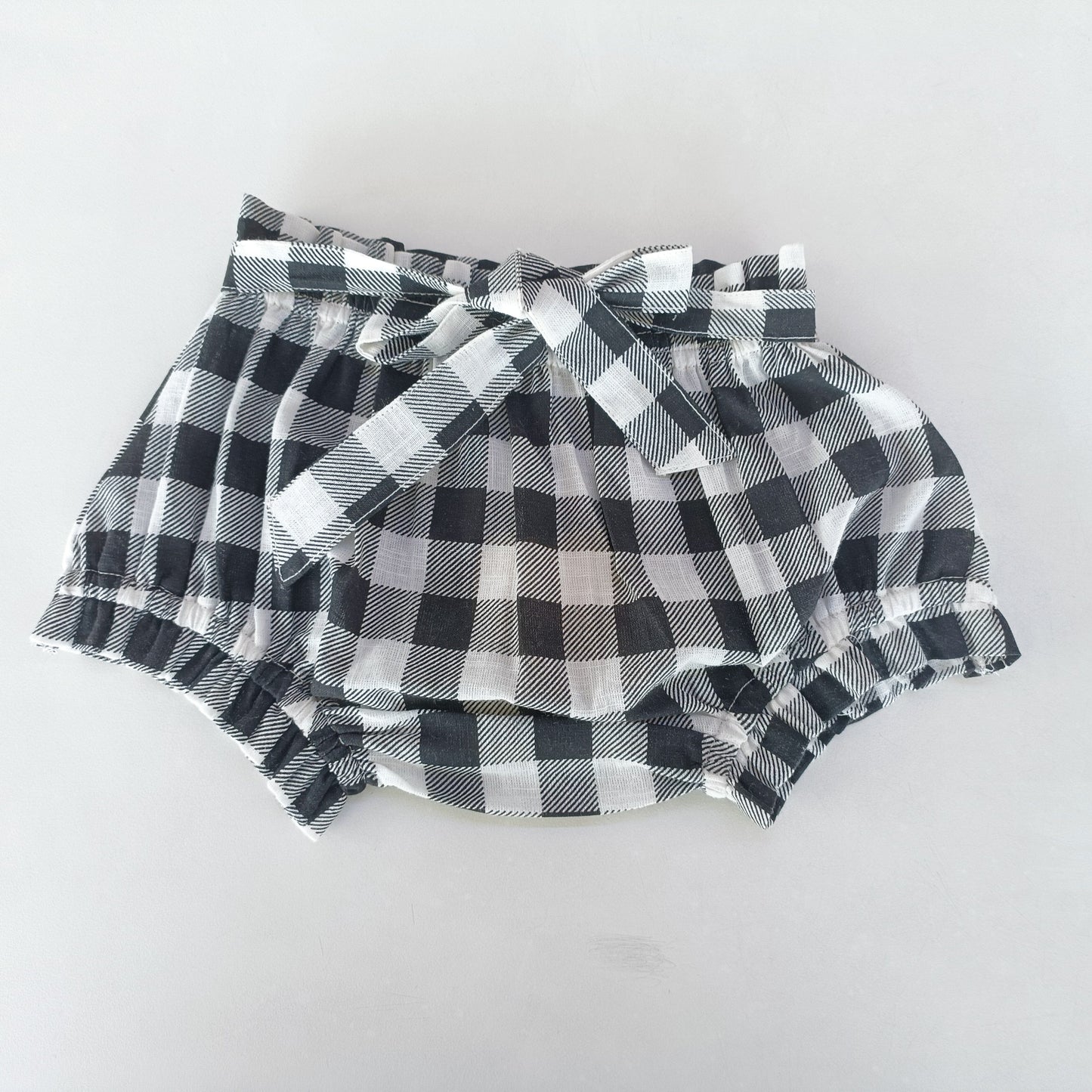 Black Checkered Printed Shorts-Style Diaper Cover With Belt Yo Baby India