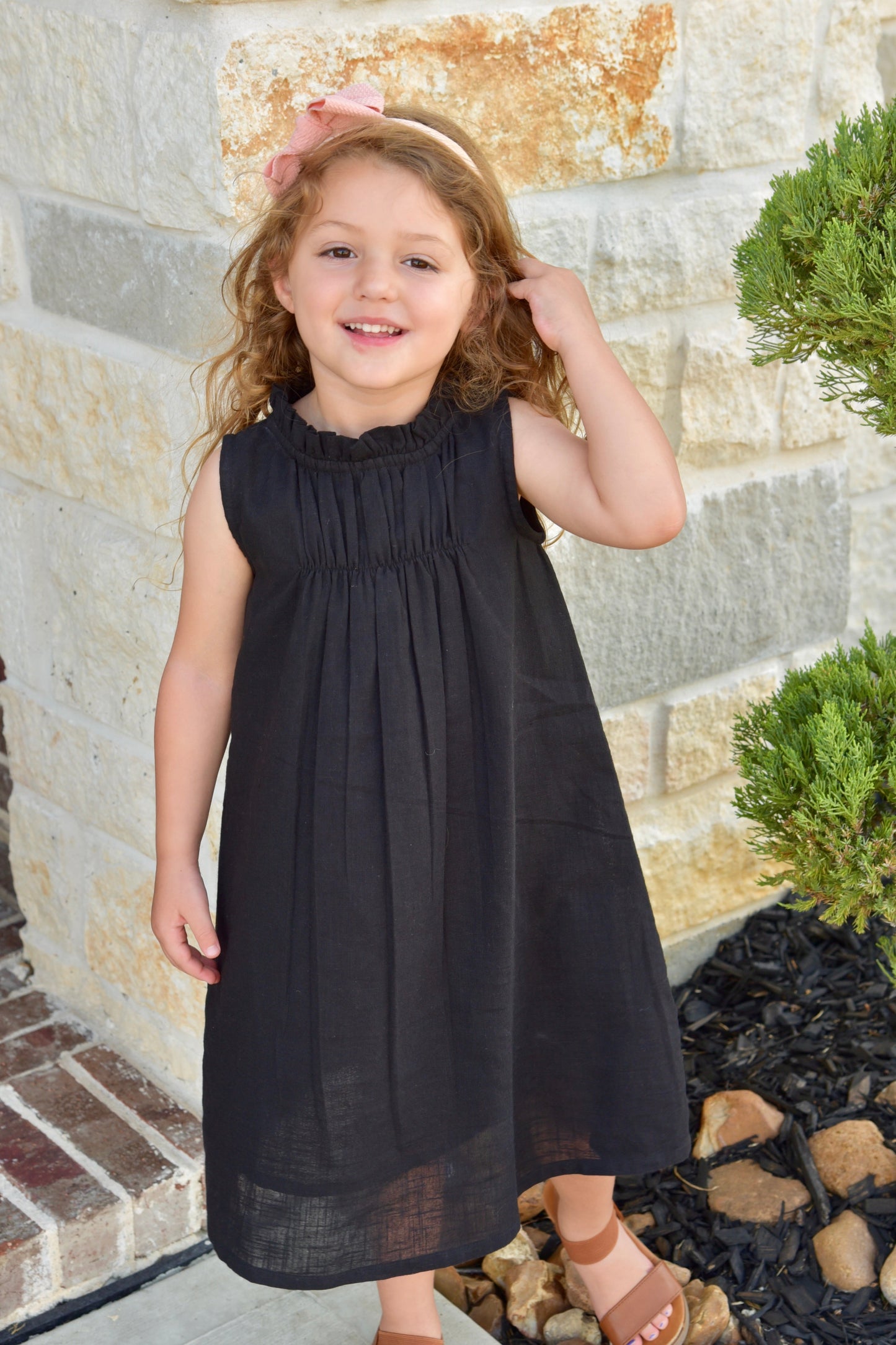 Black Smocked Sleeveless Dress Dress Yo Baby Wholesale