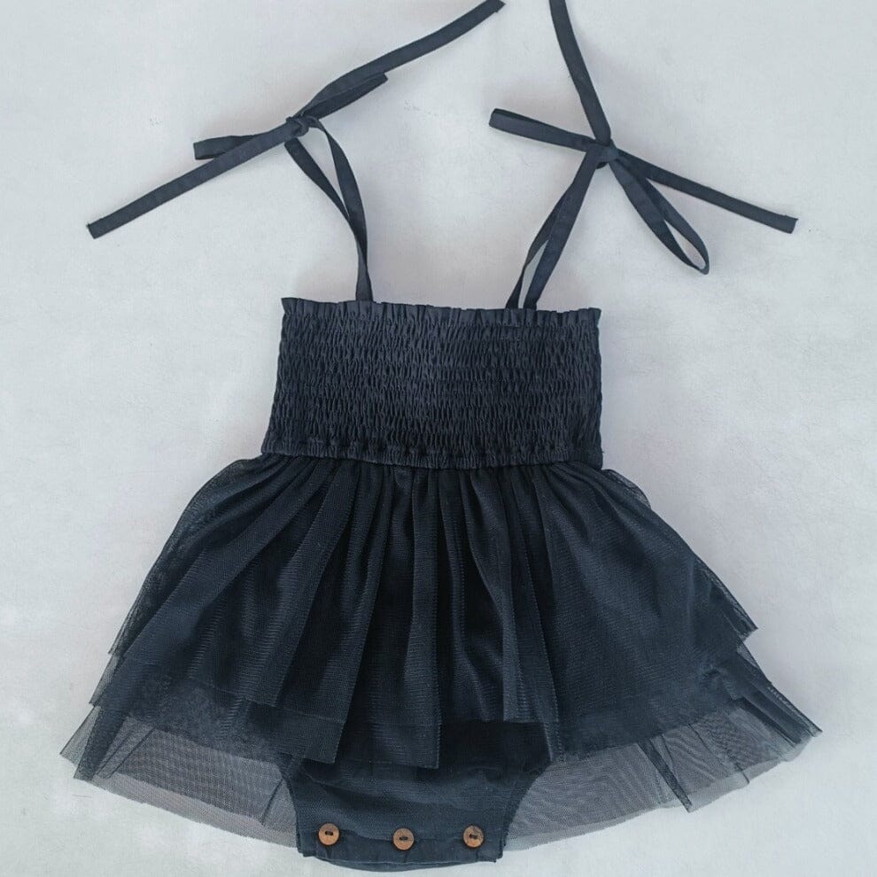 Black Tulle Solid Color Infant Ruffle Romper Yo Baby India