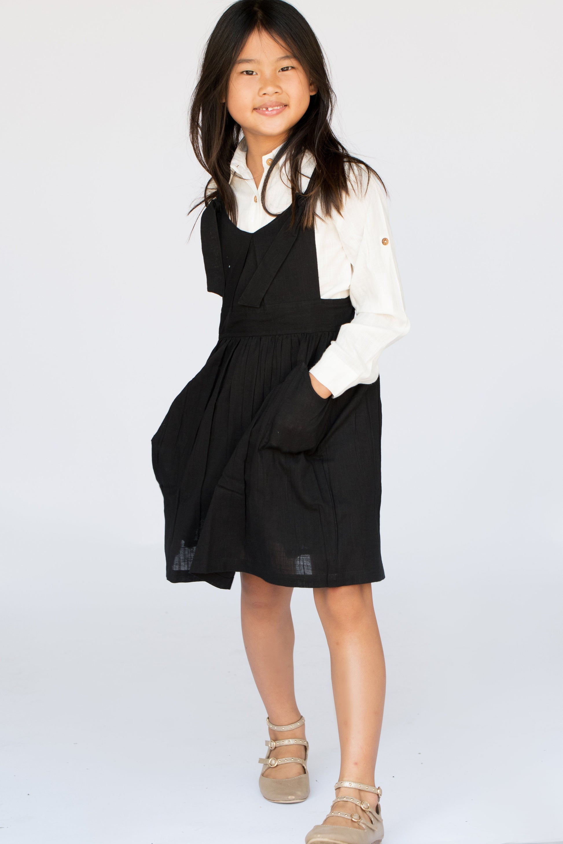 Black & White Shirt Pocket Jumper Shirt-Dress Yo Baby Wholesale