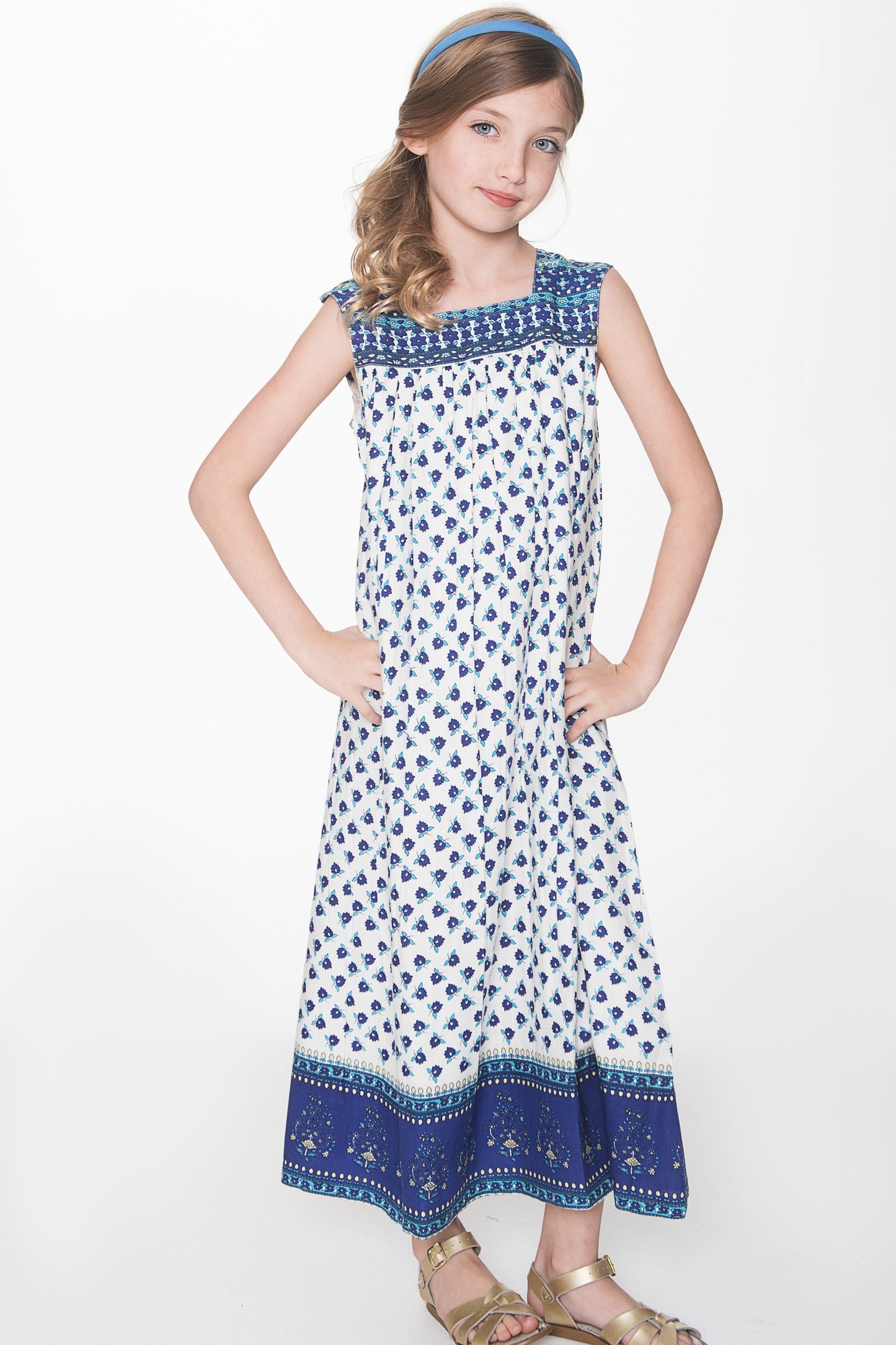 Blue and White Floral Maxi Dress Dress Yo Baby Wholesale