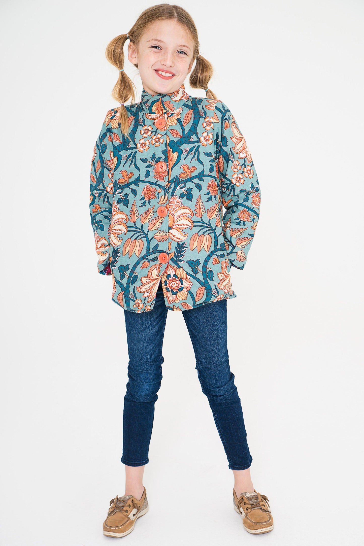 Blue Floral & Fuchsia Reversible Jacket Dress Yo Baby Wholesale