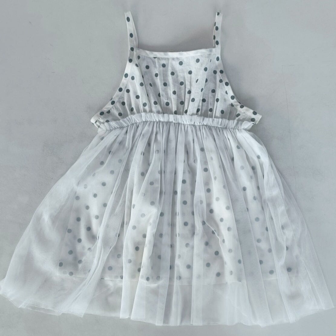 Blue Polka Dot Print Net Ruffle Gathered Dress dress & diaper cover Yo Baby India