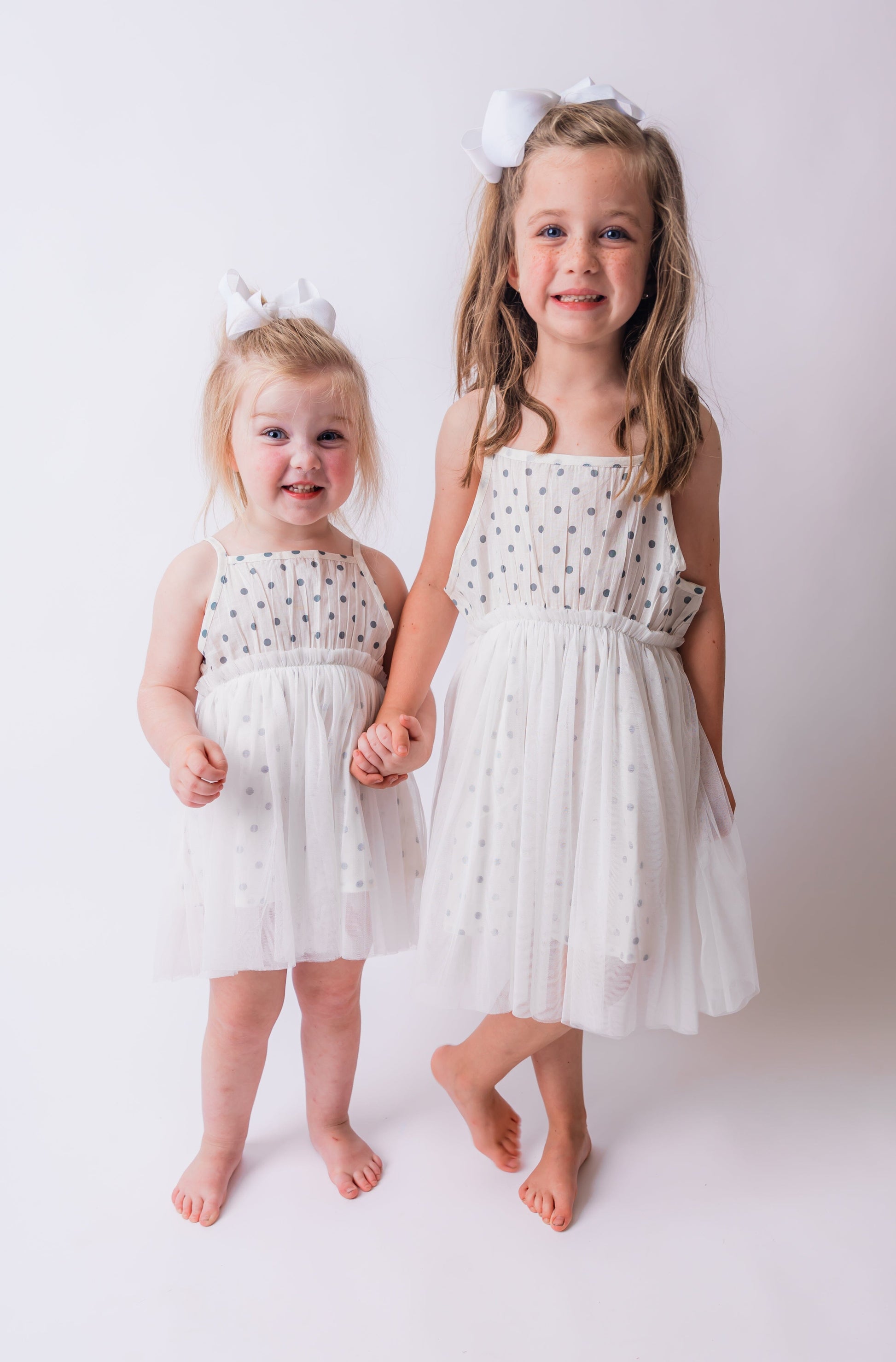 Blue Polka Dot Print Net Ruffle Gathered Dress dress & diaper cover Yo Baby India