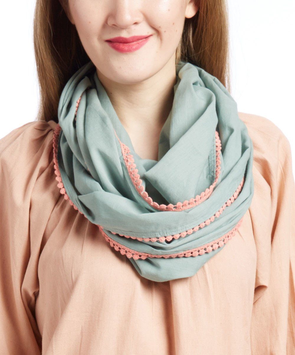 Blush Dress With Teal Infinity Scarf Set - Main Image