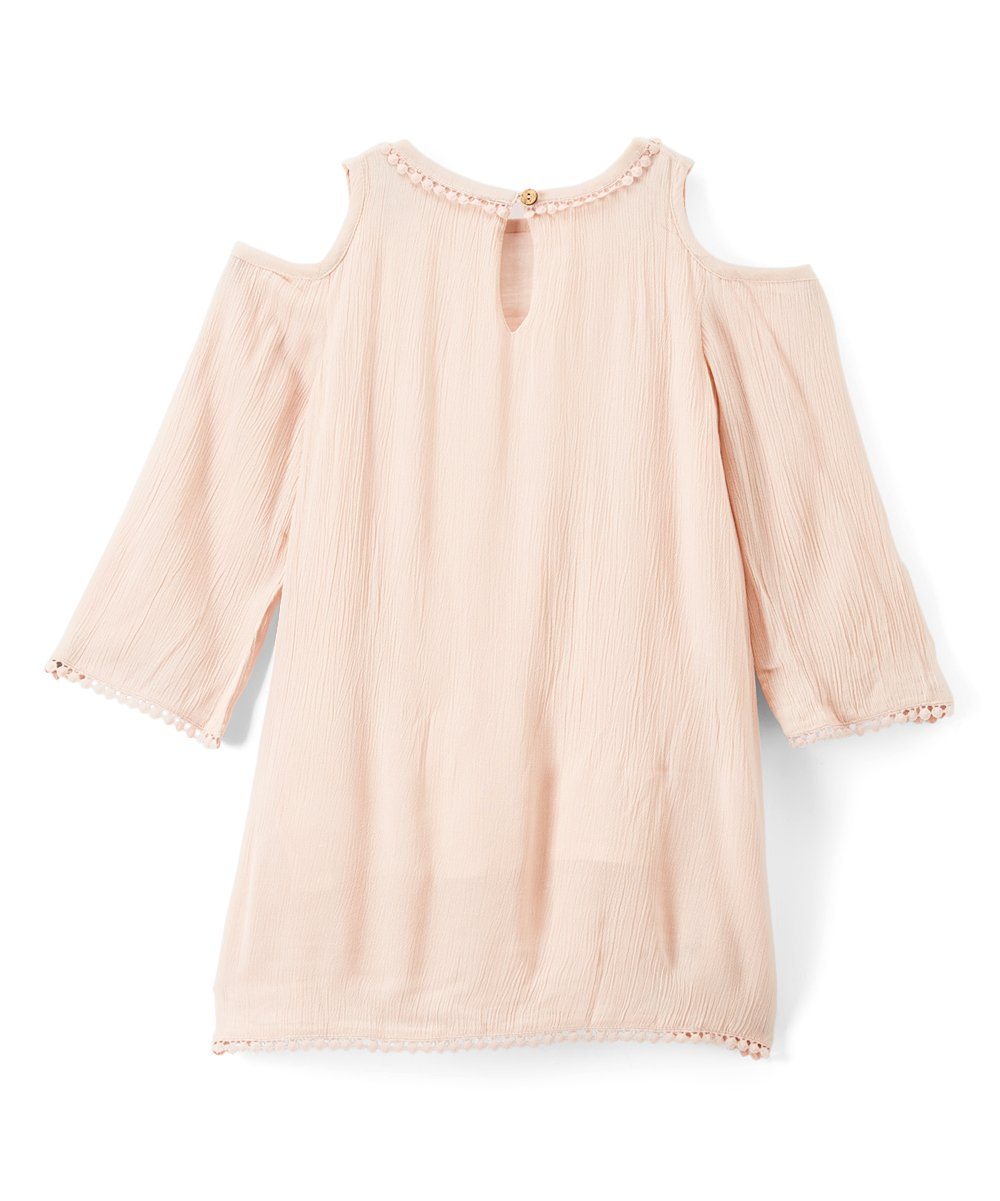 Blush Lace Detail Cold-Shoulder Dress Dress Yo Baby Wholesale
