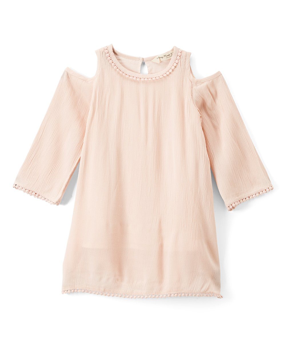 Blush Lace Detail Cold-Shoulder Dress Dress Yo Baby Wholesale