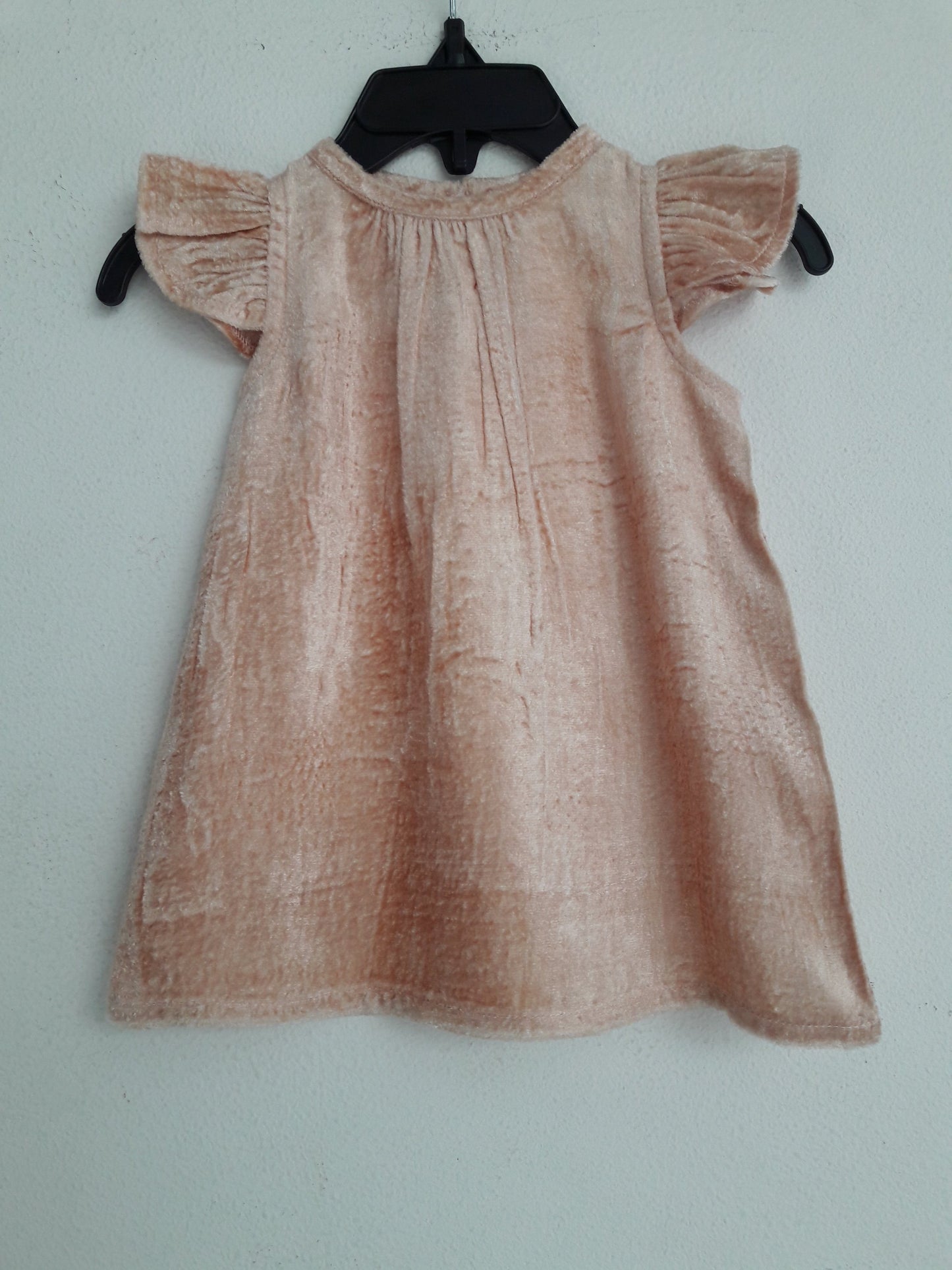 Blush Velvet Ruffled Sleeve A-line Dress Dress Yo Baby Wholesale