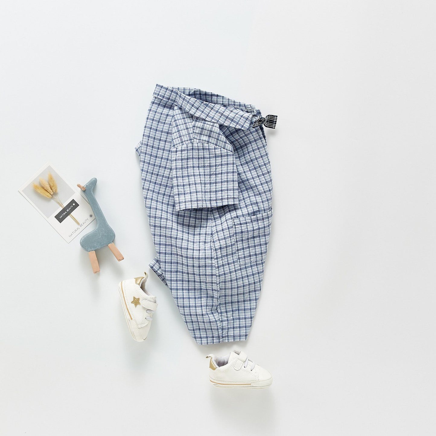 Bow-Tie Blue Checks Shirt Romper - Boys Dress Yo Baby Wholesale