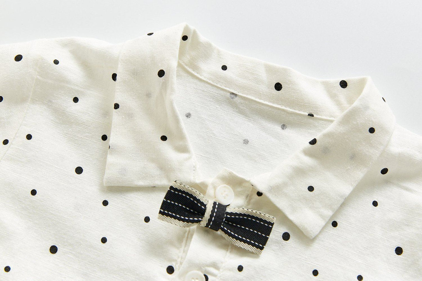 Bow-Tie White Polka Dot Shirt Romper - Boys Dress Yo Baby Wholesale