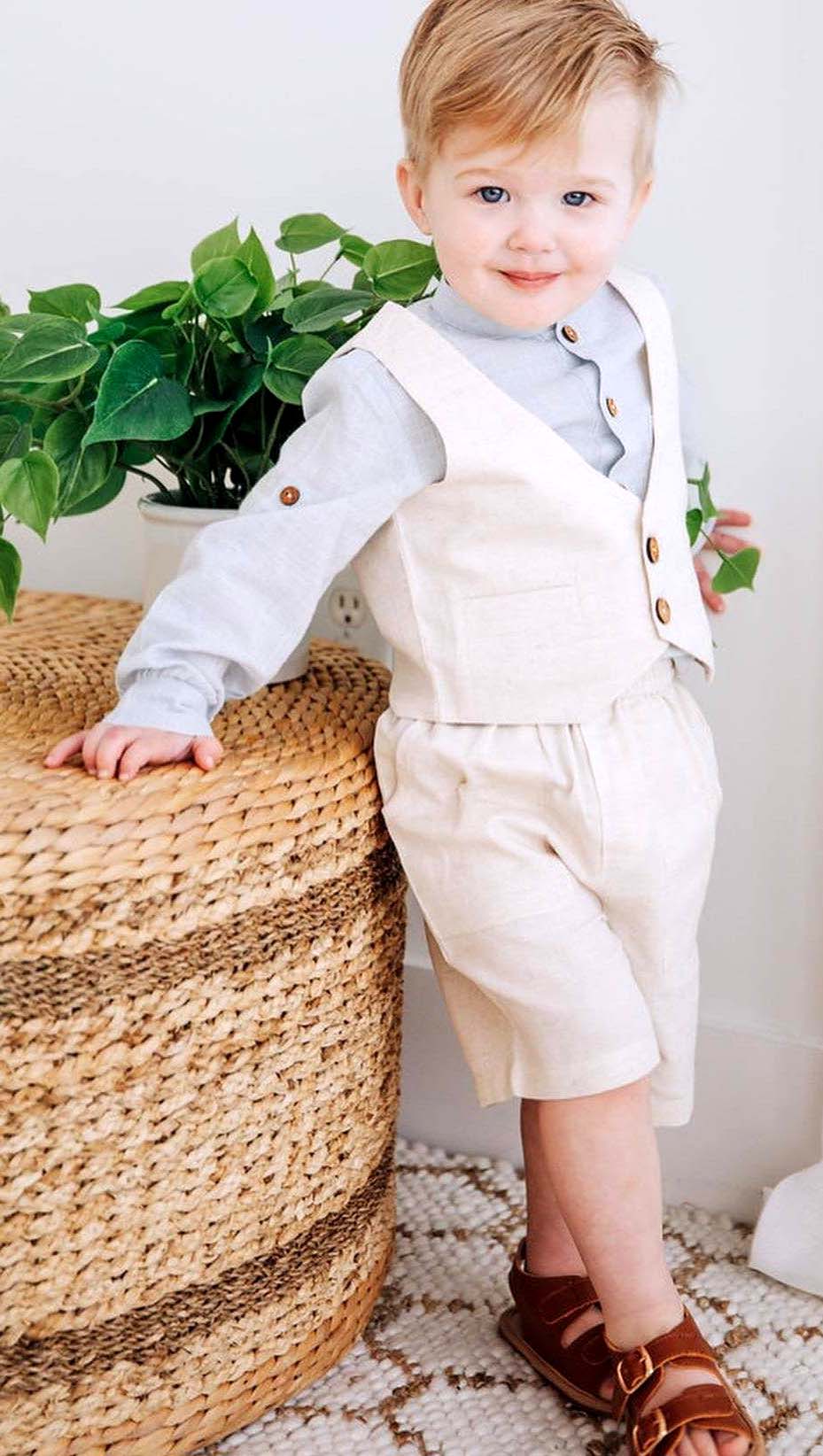 Vest Baby Boy Blue Shirt Baby Clothes Boy Outfit Wedding Easter