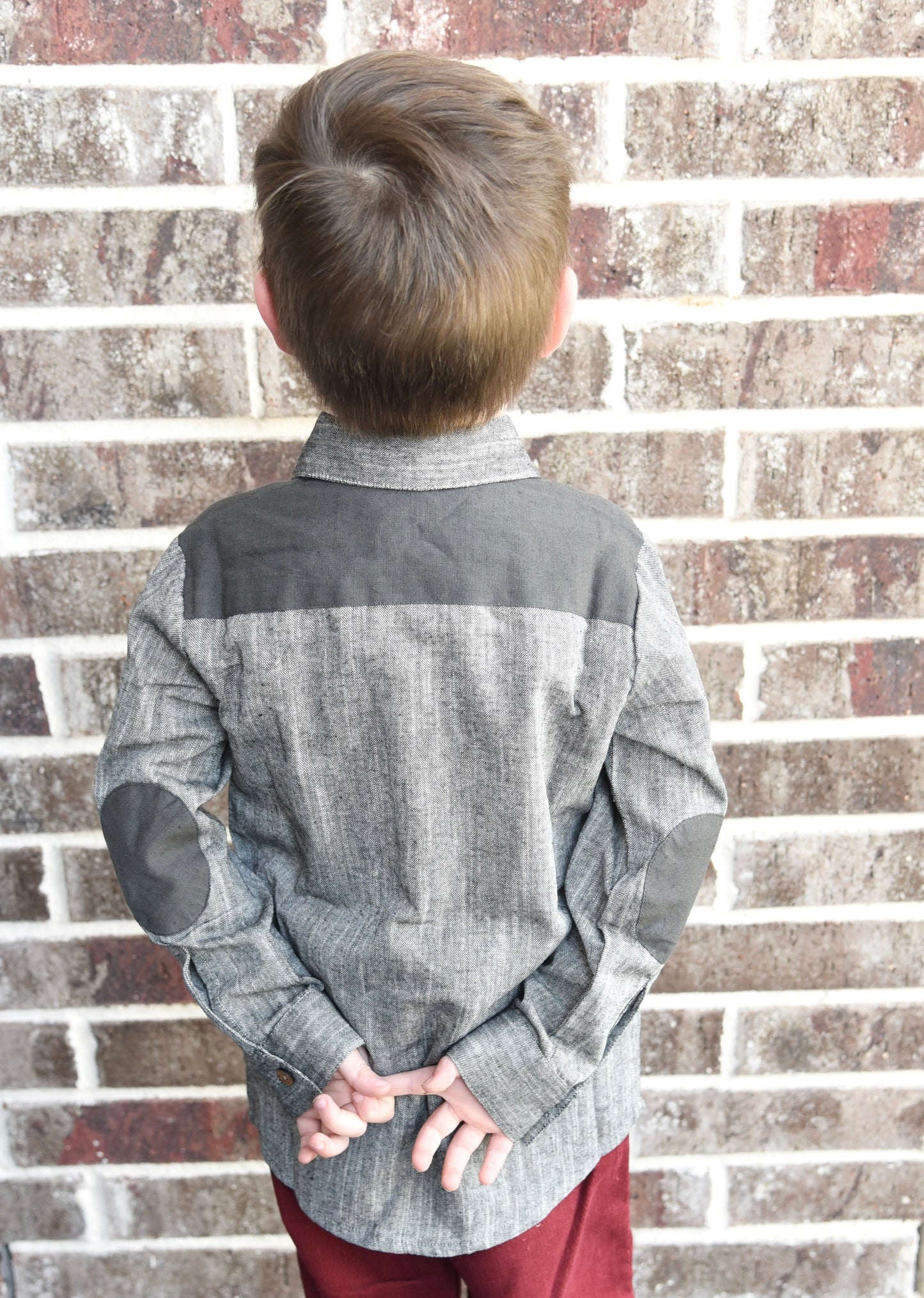 Boys Chambray Shirt - Dark Grey Boys Yo Baby Wholesale