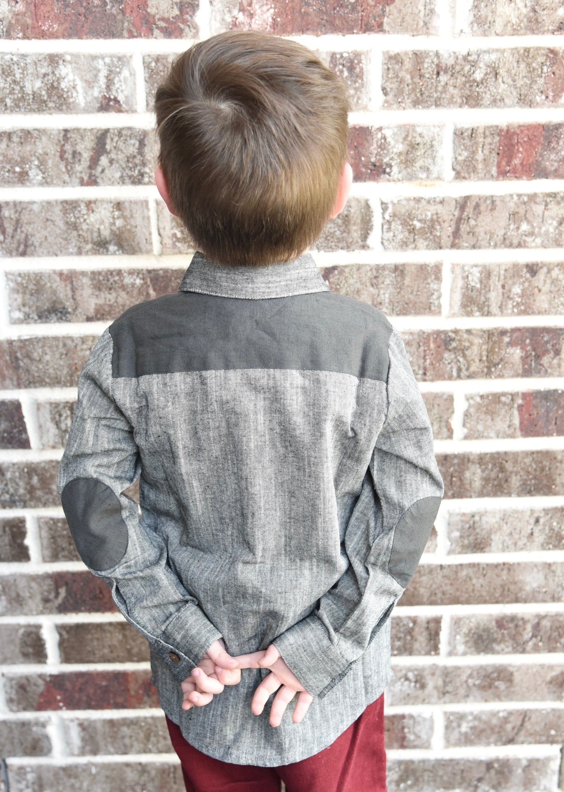 Boys Chambray Shirt - Dark Grey Boys Yo Baby Wholesale