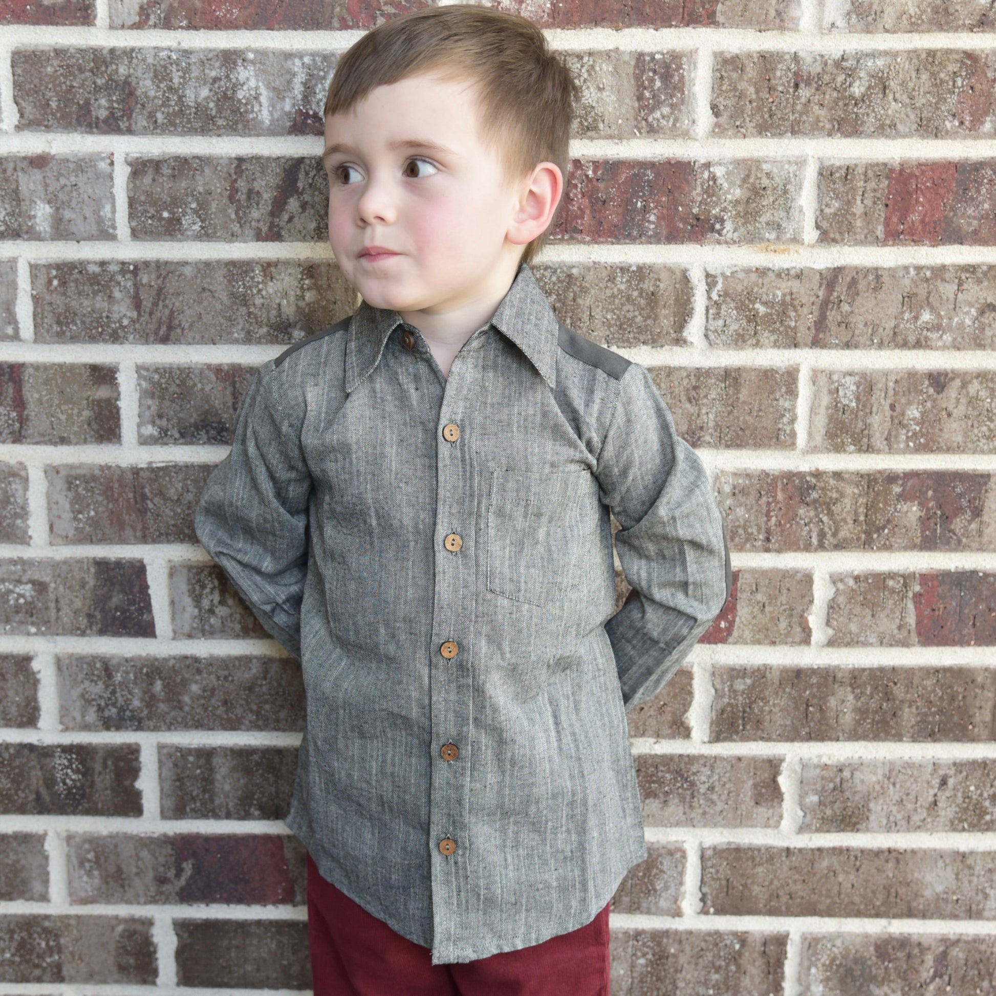 Boys Chambray Shirt - Dark Grey Boys Yo Baby Wholesale