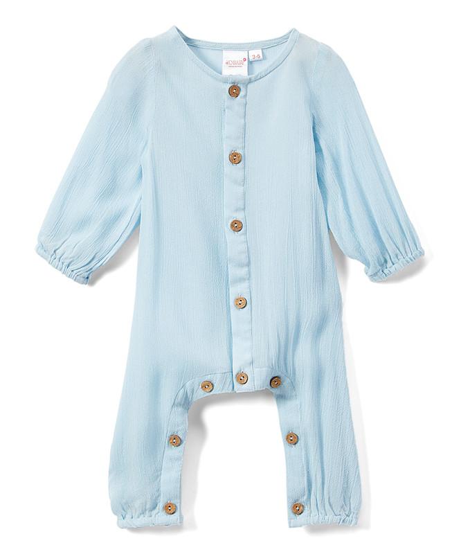 Boys Infant Full Sleeves Romper - Sky Blue - Newborn/Infant Dress Yo Baby Wholesale