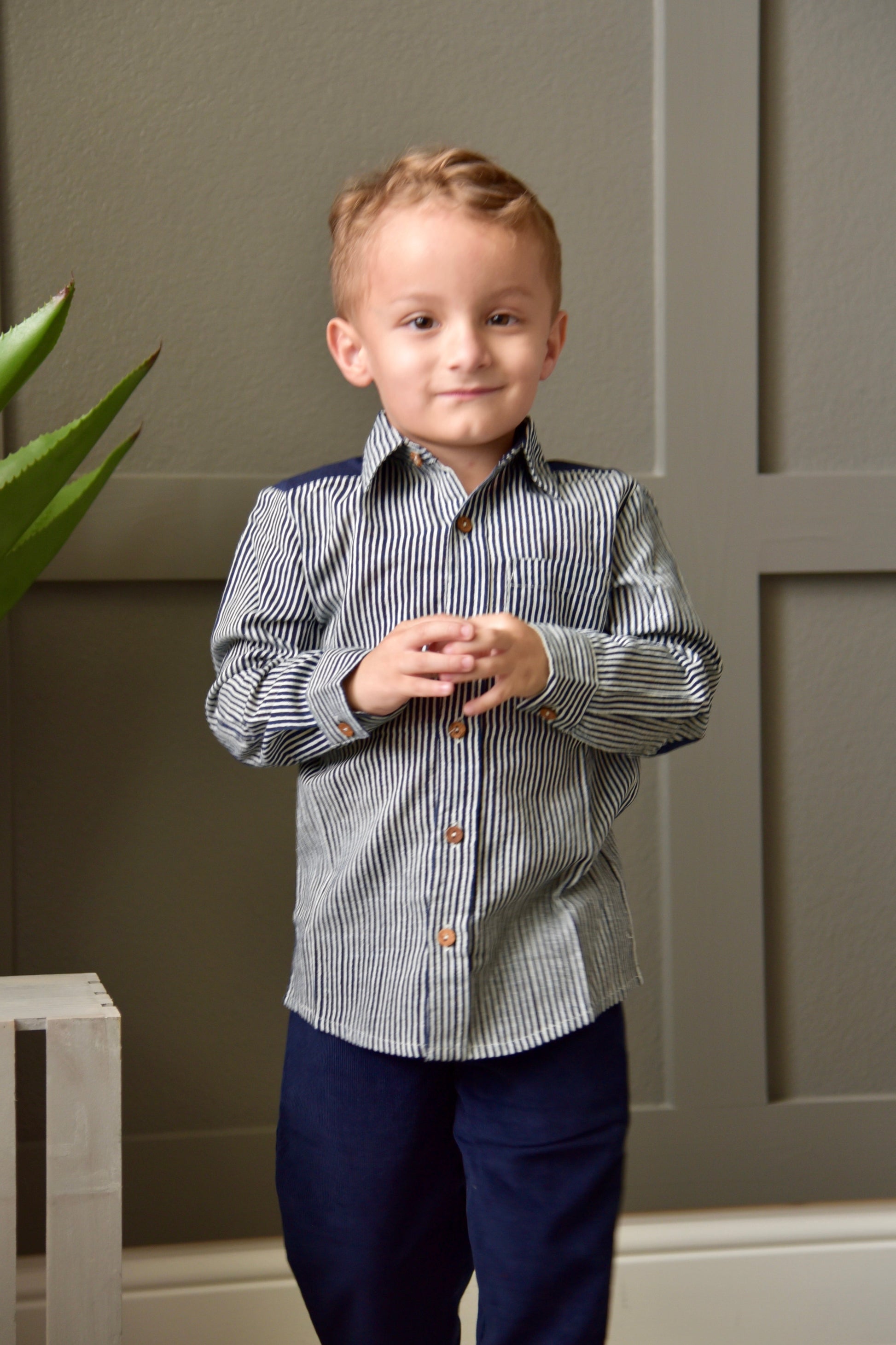 Boys Striped Shirt - Navy Boys Yo Baby Wholesale