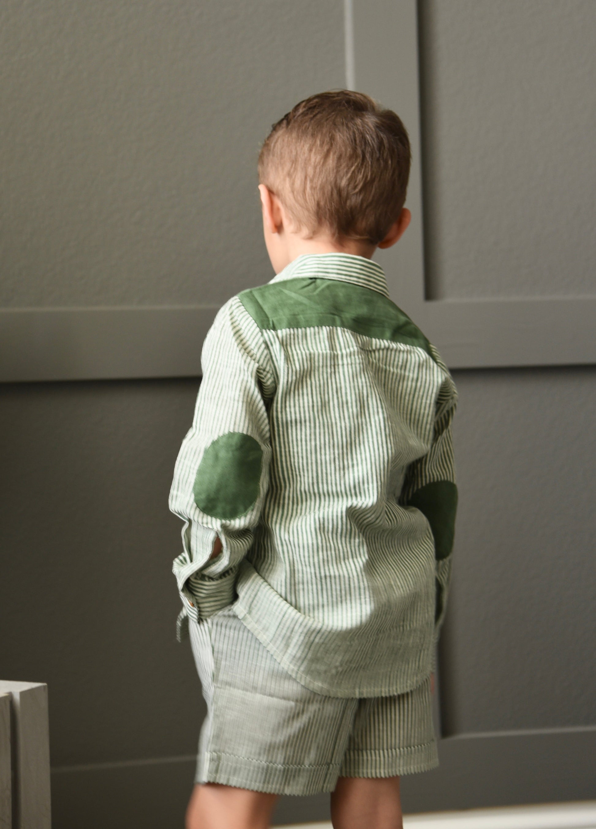 Boys Striped Shirt - Olive Green Boys Yo Baby Wholesale