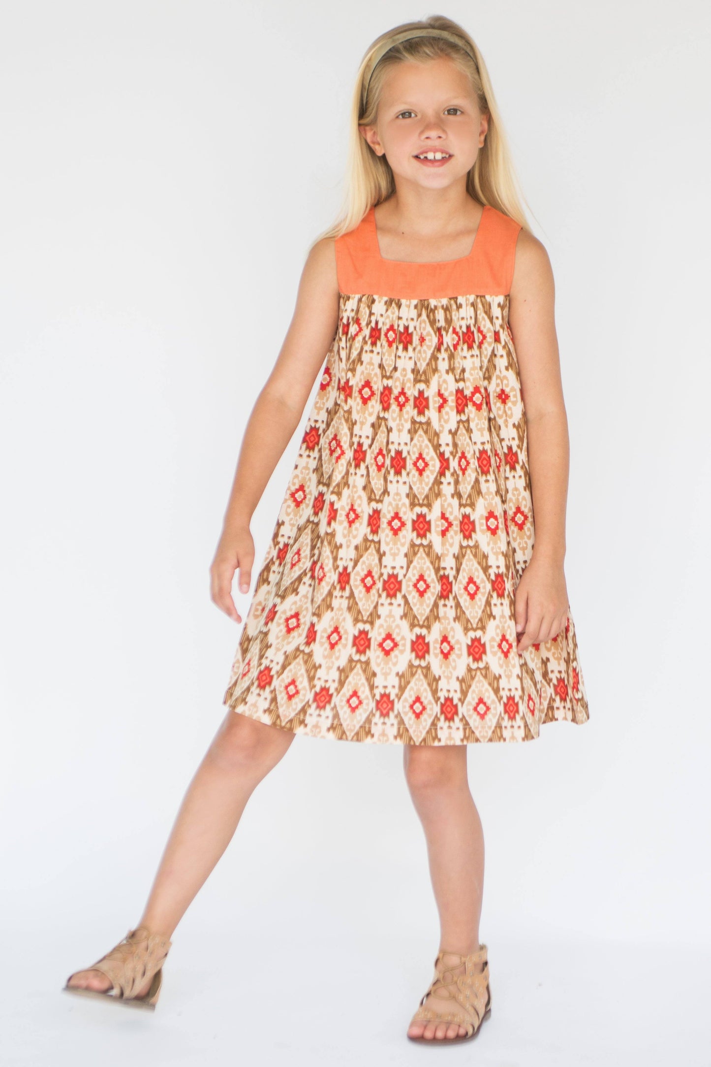 Brown & Orange Abstract Babydoll Dress Dress Yo Baby Wholesale