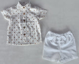 Brown Polka Dot Print Boys Shirt & White Shorts set Shirt-Shorts Yo Baby India 