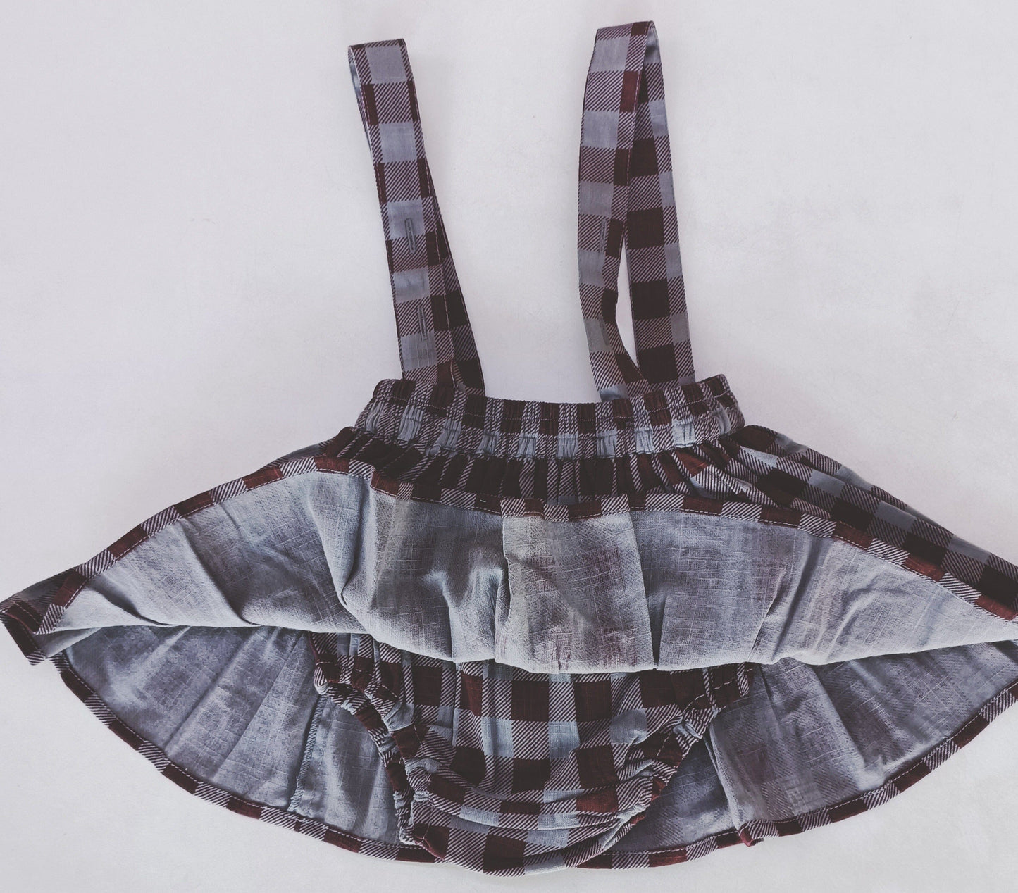 Burgundy Checkered Print Diaper Overall romper Yo Baby India