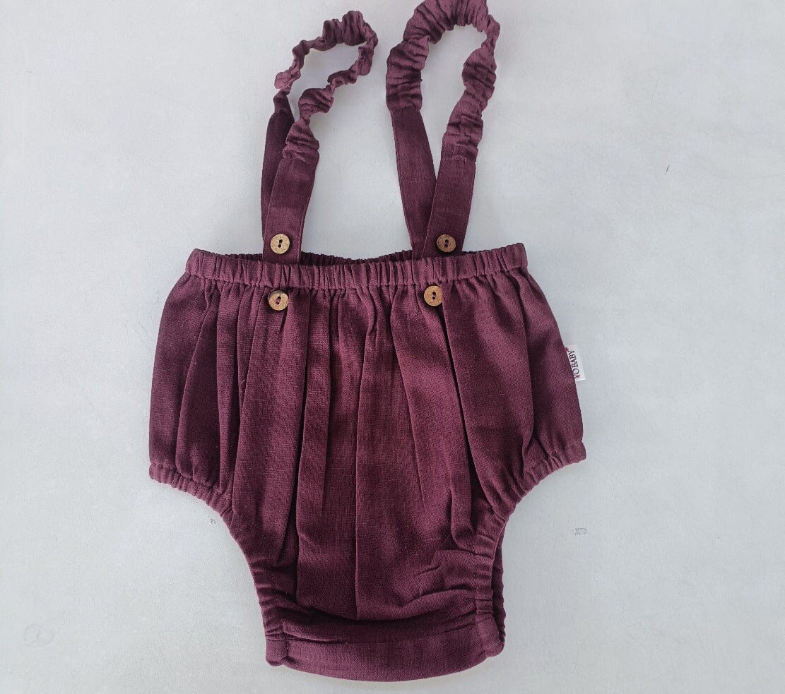 Burgundy Color Suspender Shorts-Style Diaper Cover Yo Baby India