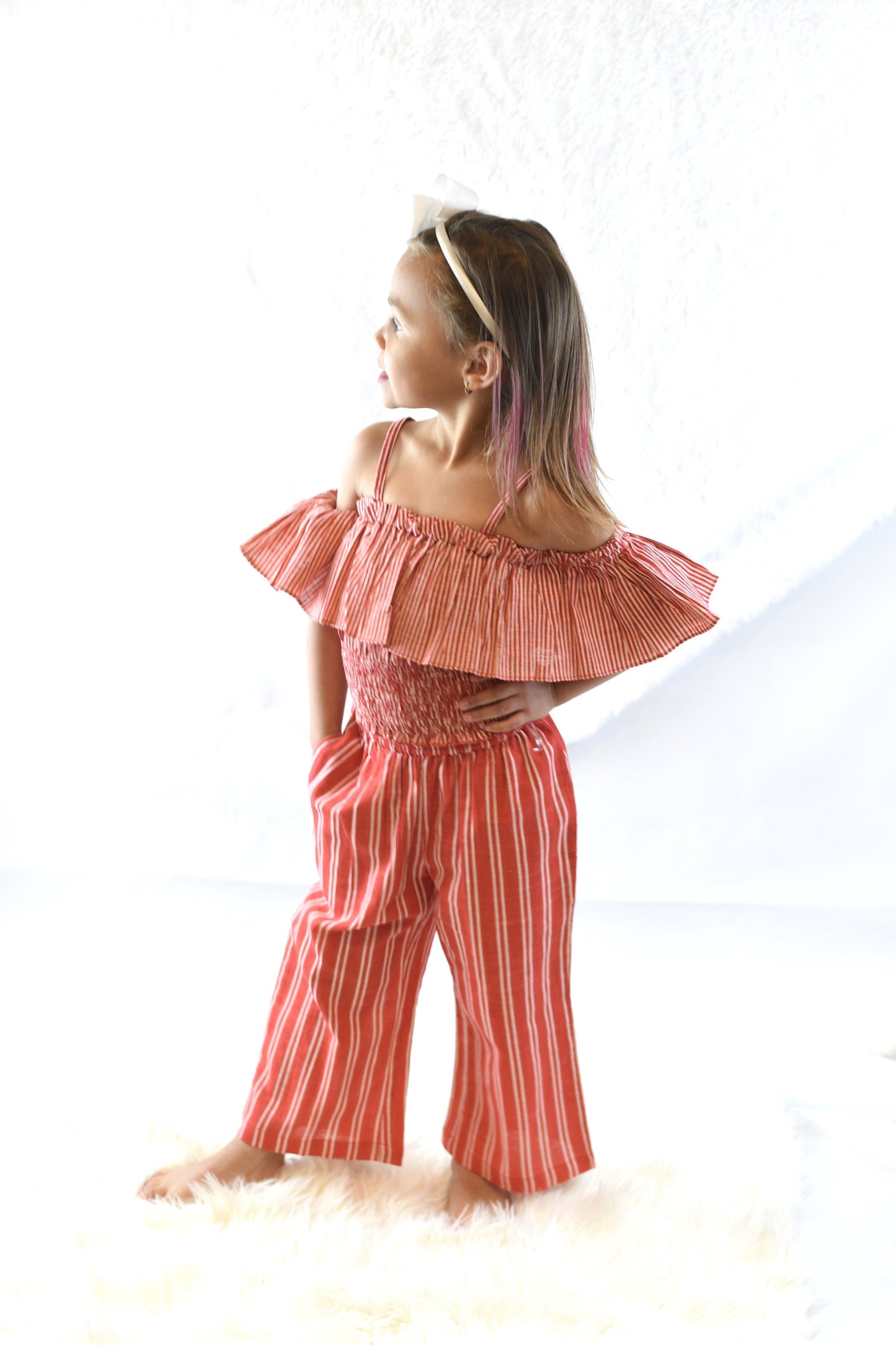 Candy-Striped Smocked Ruffle Top and Pants 2 pc set Dress Yo Baby Wholesale