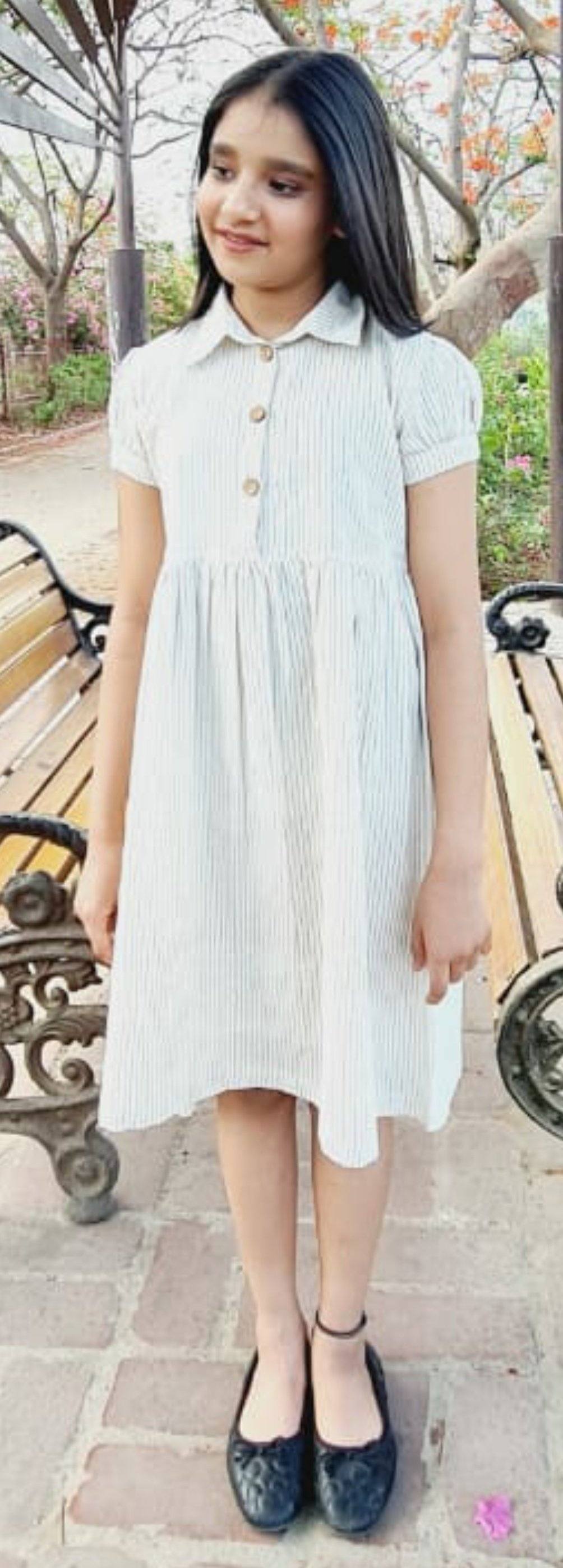 Cap Sleeves Pin-Stripes Dress Dress Yo Baby Wholesale