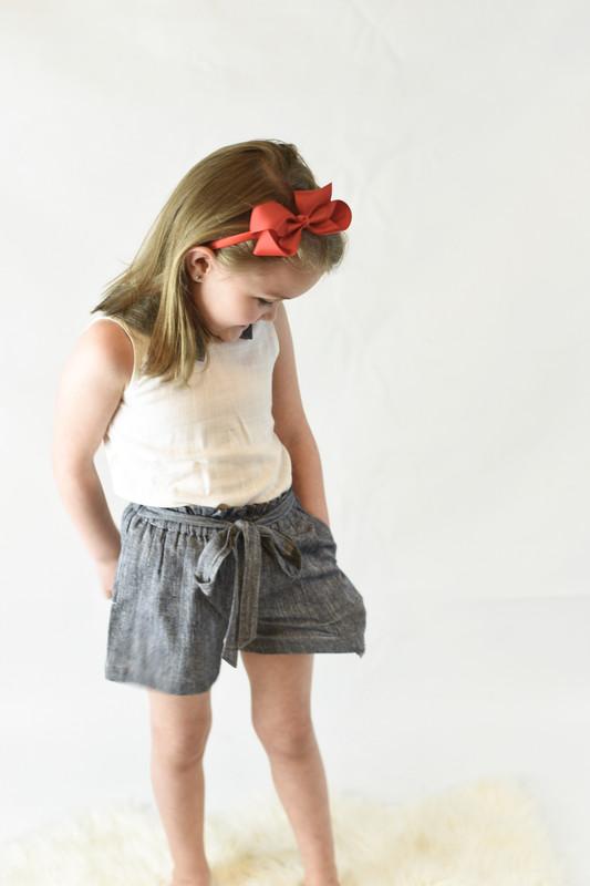 Chambray Collared Top & Shorts Set Dress Yo Baby Wholesale