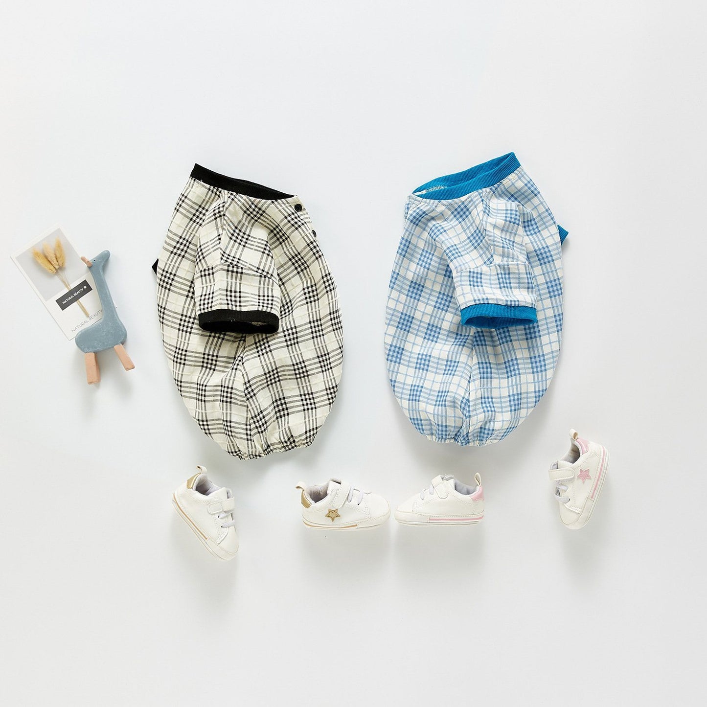 Checks Mandarin Collar Romper - Unisex Yo Baby India