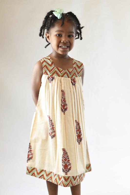 Chevron & Floral Gathered Shift Dress Dress Yo Baby Wholesale