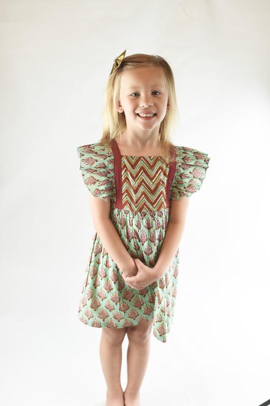 Chevron & Floral Printed Angel Dress Dress Yo Baby Wholesale