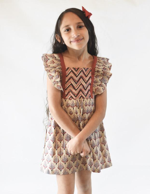 Chevron & Floral Printed Angel Dress Dress Yo Baby Wholesale