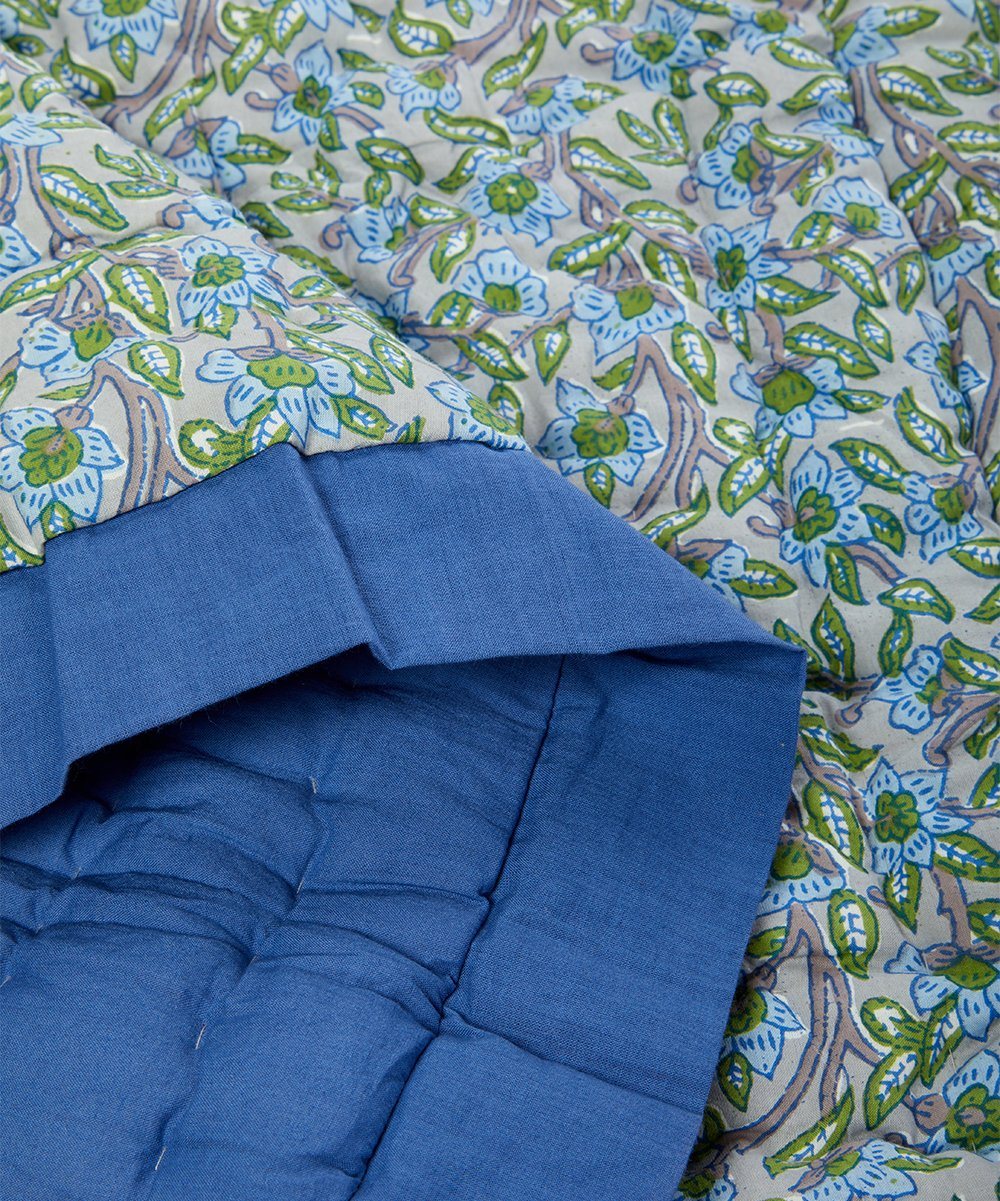 Cobalt Blue-Trim Floral Quilted Blanket Blanket Yo Baby Wholesale