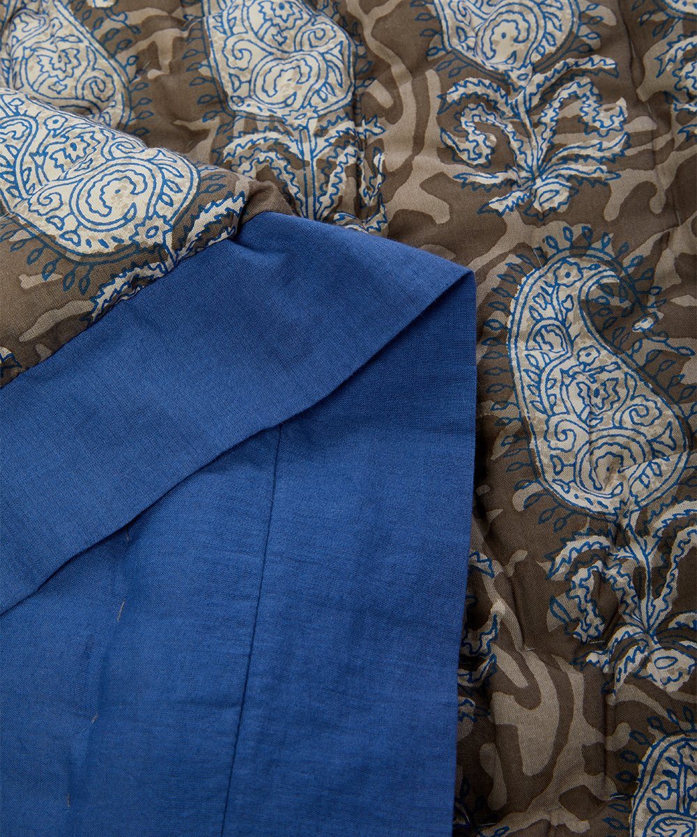 Cobalt Blue-Trim Grey Paisley Quilted Blanket Blanket Yo Baby Wholesale
