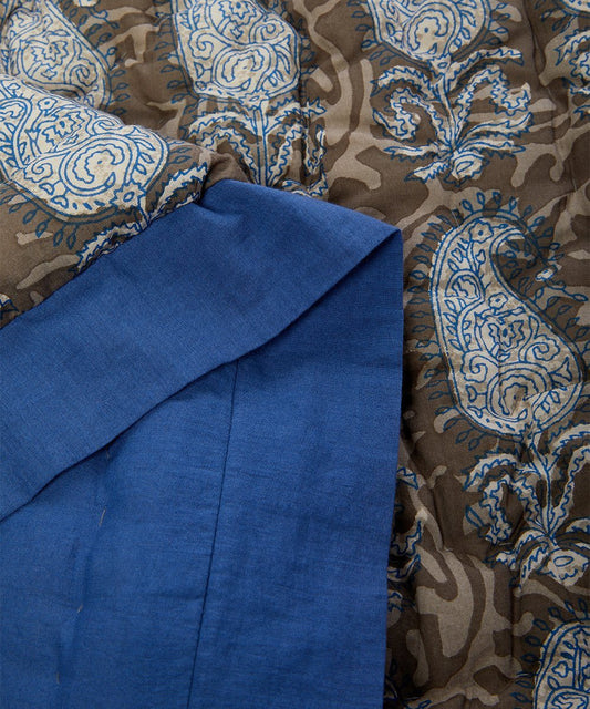 Cobalt Blue-Trim Grey Paisley Quilted Blanket Blanket Yo Baby Wholesale